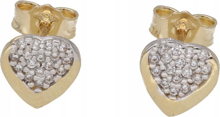 Zlaté náušnice 585 srdce se zirkony dárek módní vzor na Valentýna