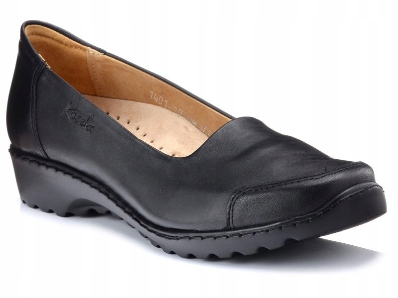 Półbuty damskie na haluksy skórzane czarne szerokie Kosela Medic 1401 40