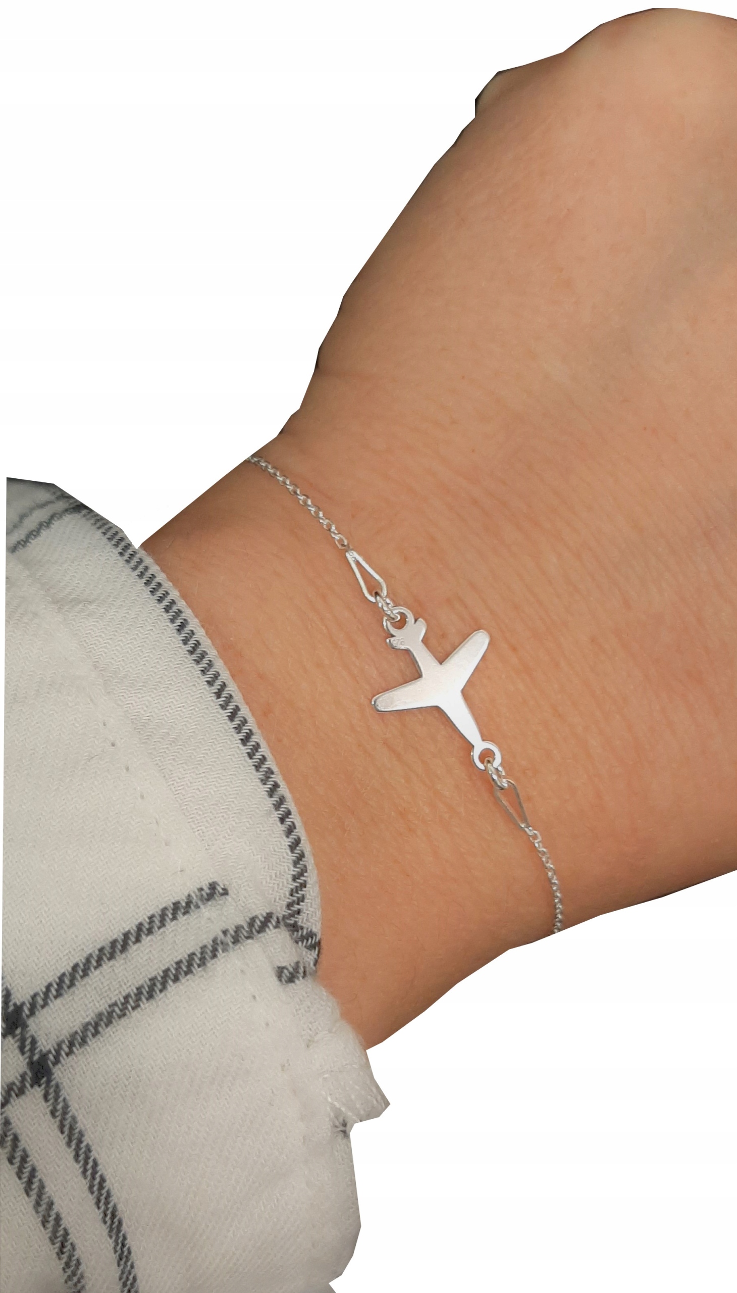 

Bransoletka srebrna samolot z samolotem srebro 925