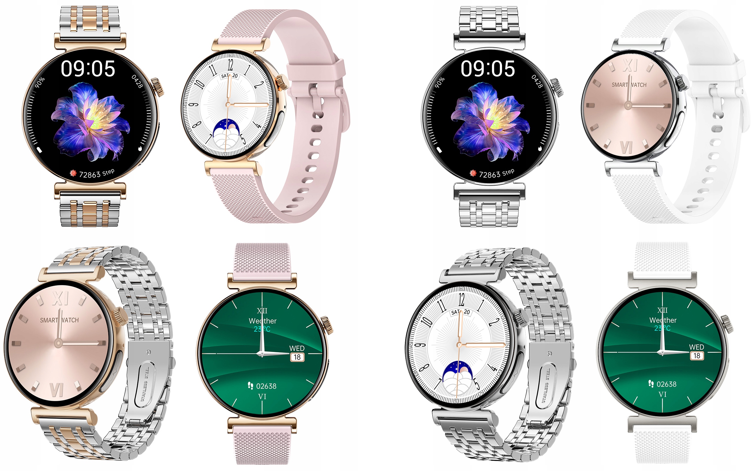 SMARTWATCH ZEGAREK DAMSKI EKG GLUKOZA CIŚNIENIE ROZMOWY SMART WATCH MENU PL Materiał paska inny