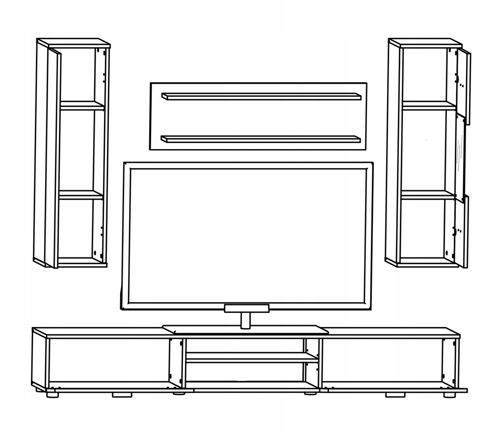 Meblościanka zestaw mebli RTV do salonu WOW 188x190x37 cm nowoczesna Liczba elementów w zestawie 4