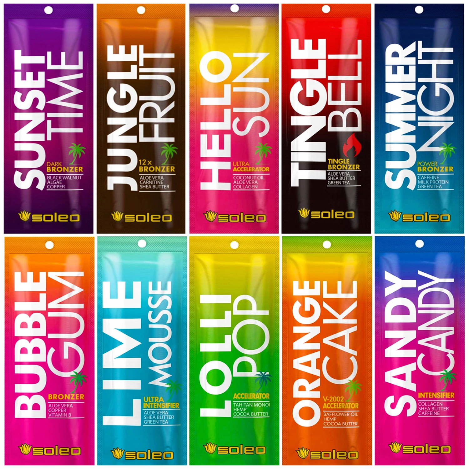 Zestaw 100x saszetek do Opalania Na Słońce i Solarium Soleo Basic 15ml