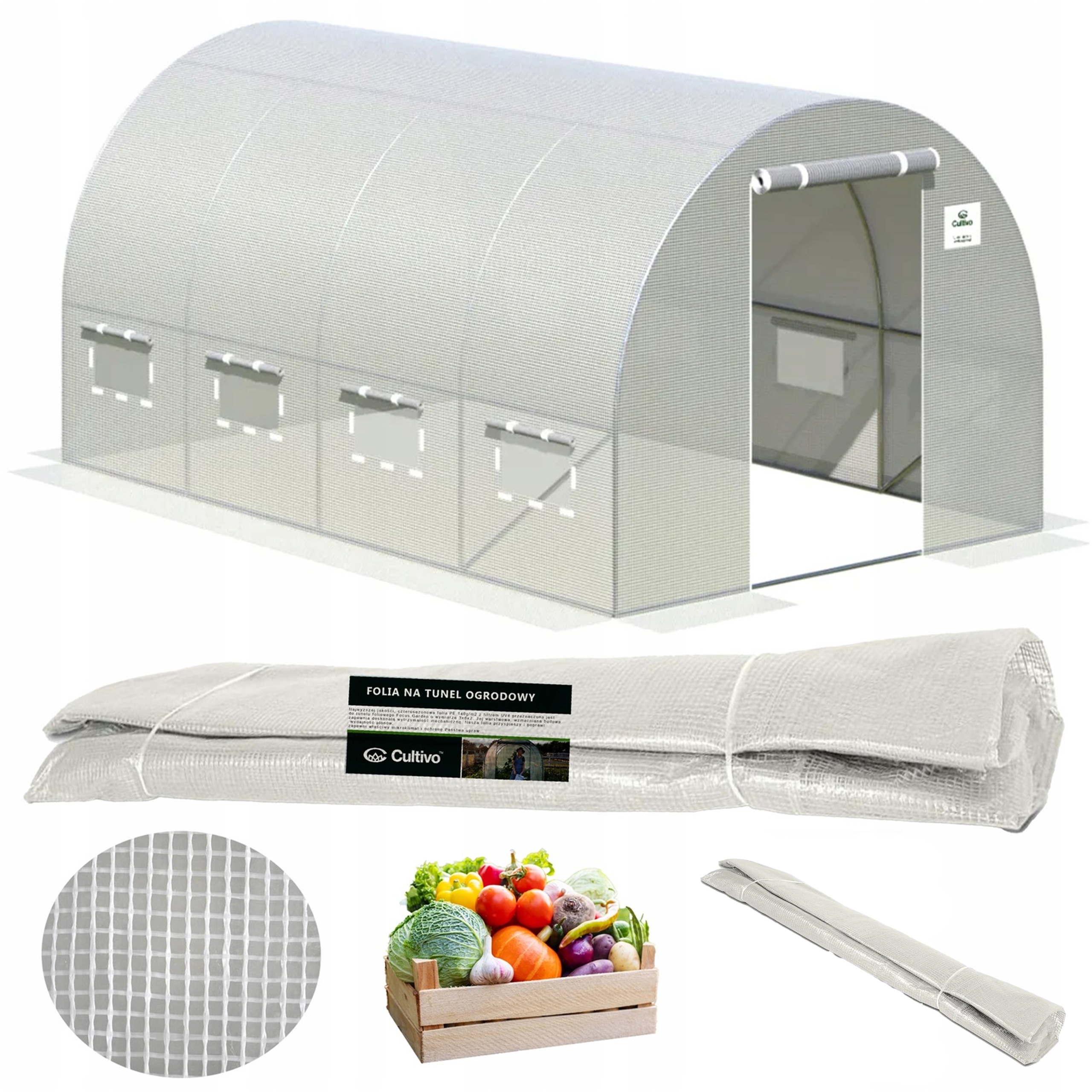 Fólie Obložení pro zahradní tunel Skleník 2,5x4x2 UV4 Bílá Silná Bonus