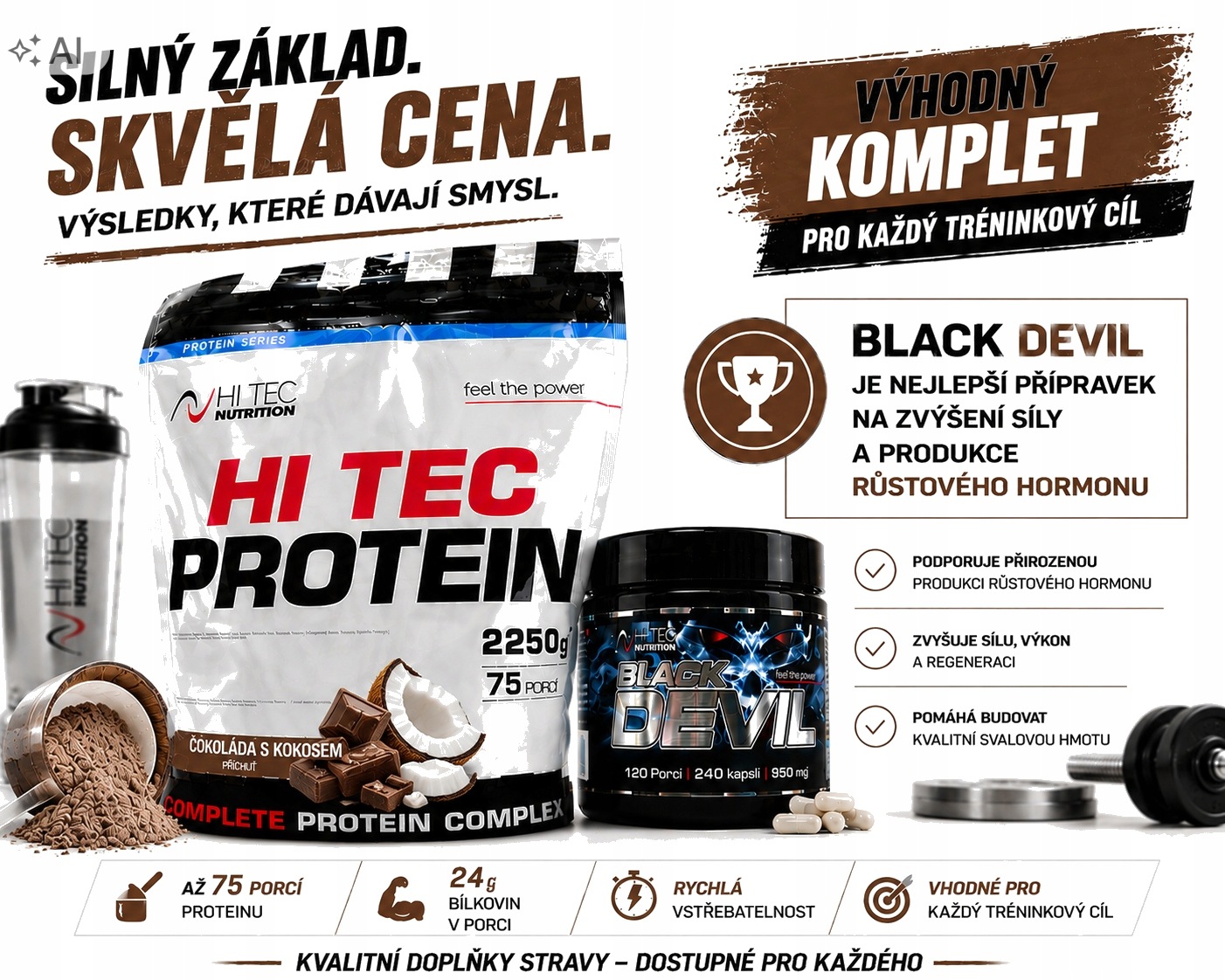 Nutrition protein 2250g čokoláda kokos Black devil 240 kapslí