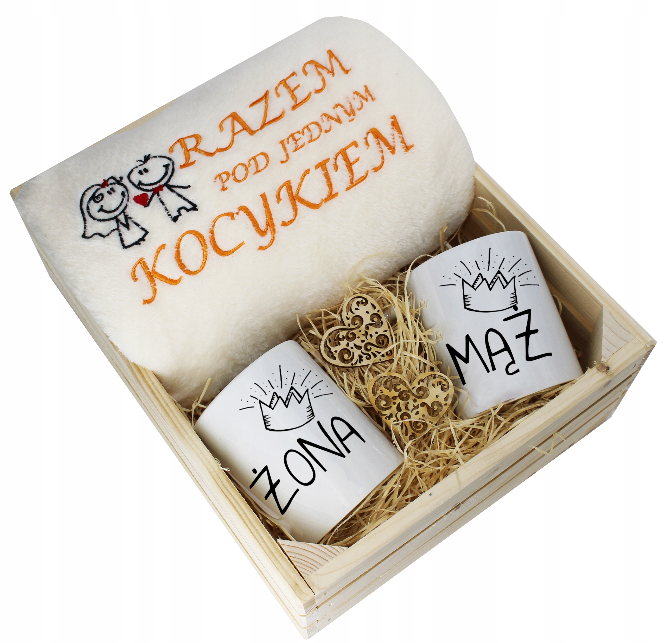 

Ślubny Zestaw Koc 160x200 Kubki Żona Mąż