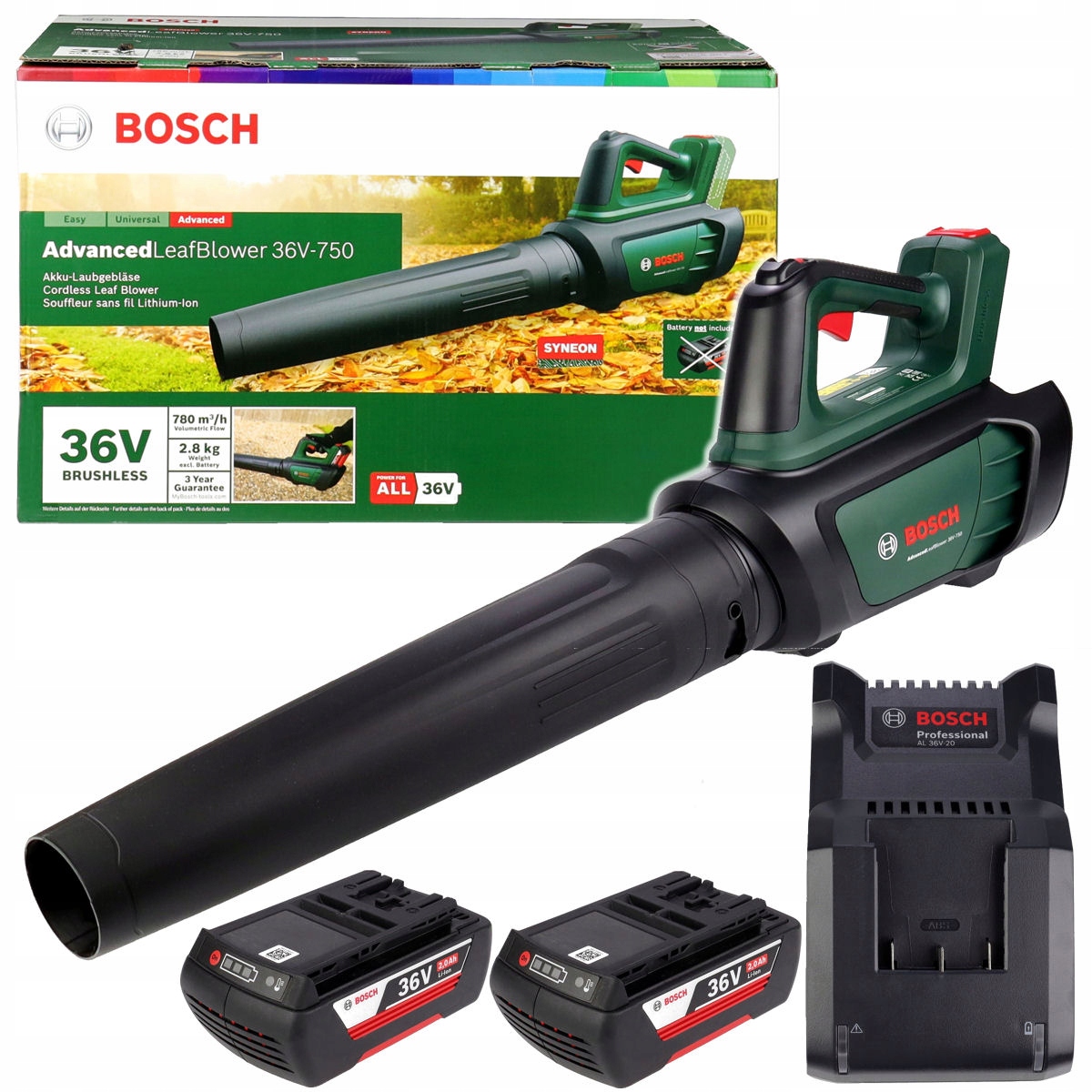 AKUMULATOROWA DMUCHAWA DO LIŚCI AdvancedLeafBlower 36V-750 BOSCH 2x2,0Ah