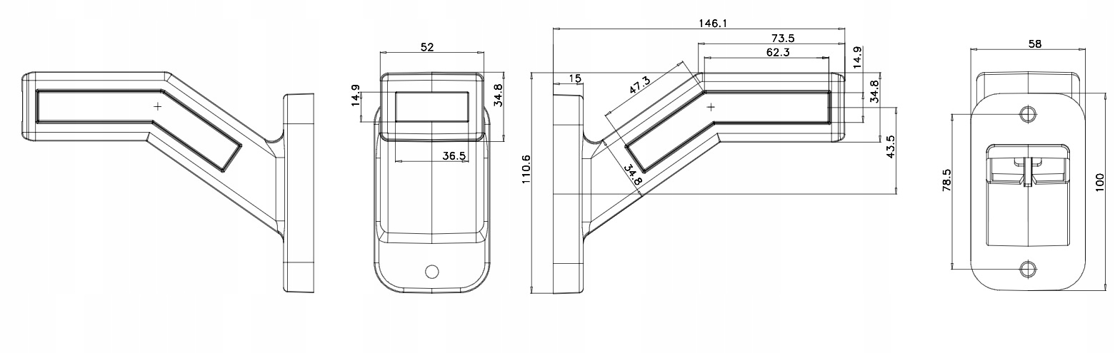 LAMPA OBRYSOWA LED NEON OBRYSÓWKA WAŚ 2 SZT KOMPLET LEWA+PRAWA Kolor biały czerwony pomarańczowy