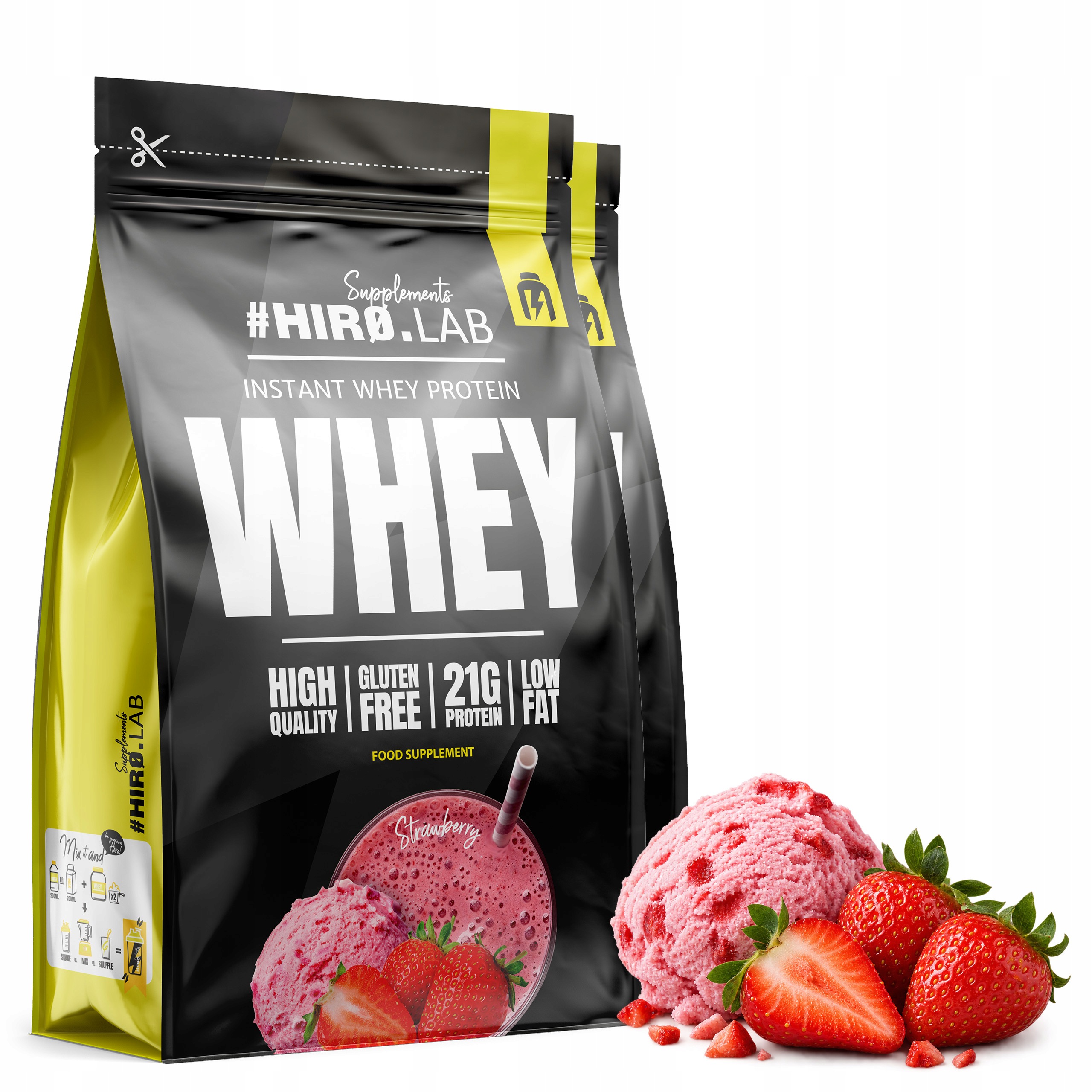 2x Wpc Instant Whey Protein doplněk stravy 750 g Jahoda Hiro