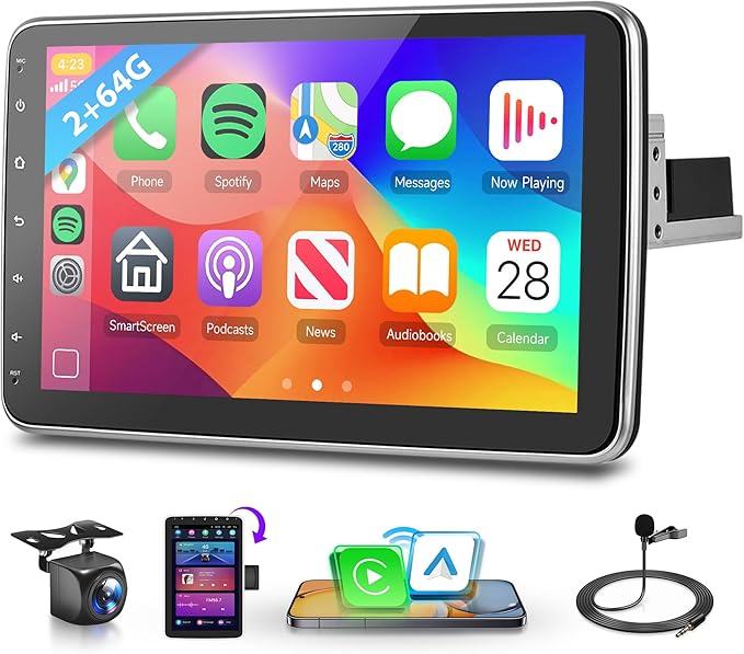 Autorádio 2+64G Android Apple Carplay Gps WiFi Mirror Link 10 palců