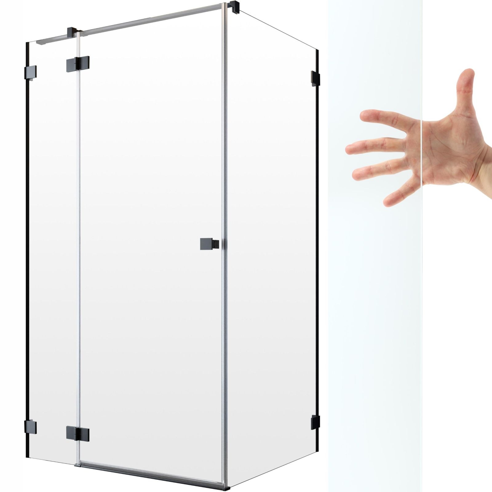 Kabina prysznicowa szklana czarna 90x110 L czyste