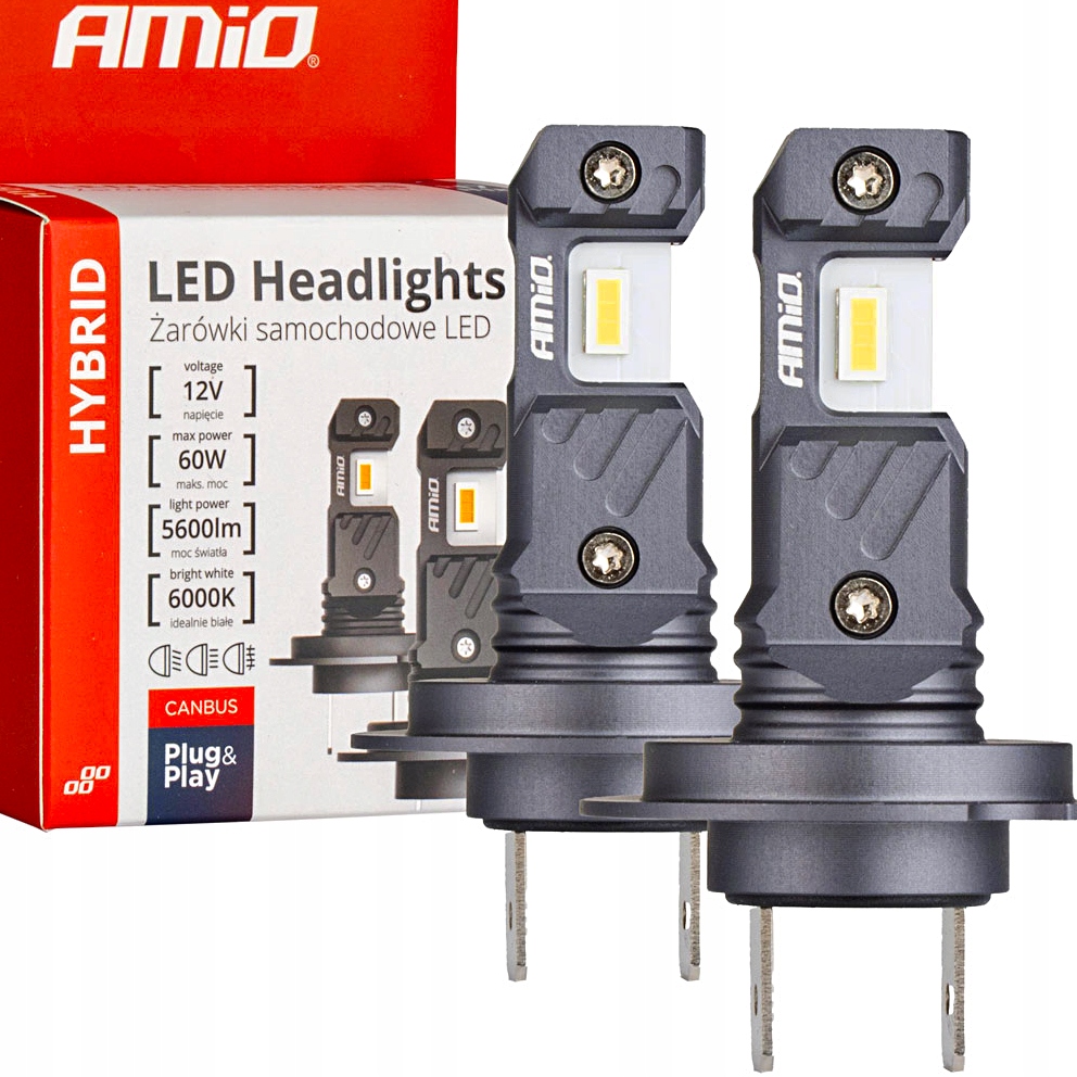 Żarówki samochodowe Led Hybrid H7 H18 6000K Canbus 60W Rozmiar 1:1 Białe