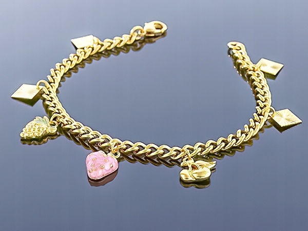 

Elegancka złota bransoletka charms 14k * Wzory *
