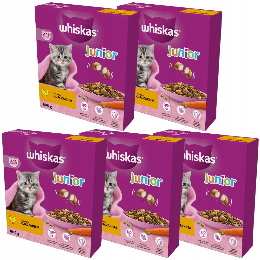 Levně Whiskas Junior Chicken Suché Krmivo Pro Krmivo 5x800g