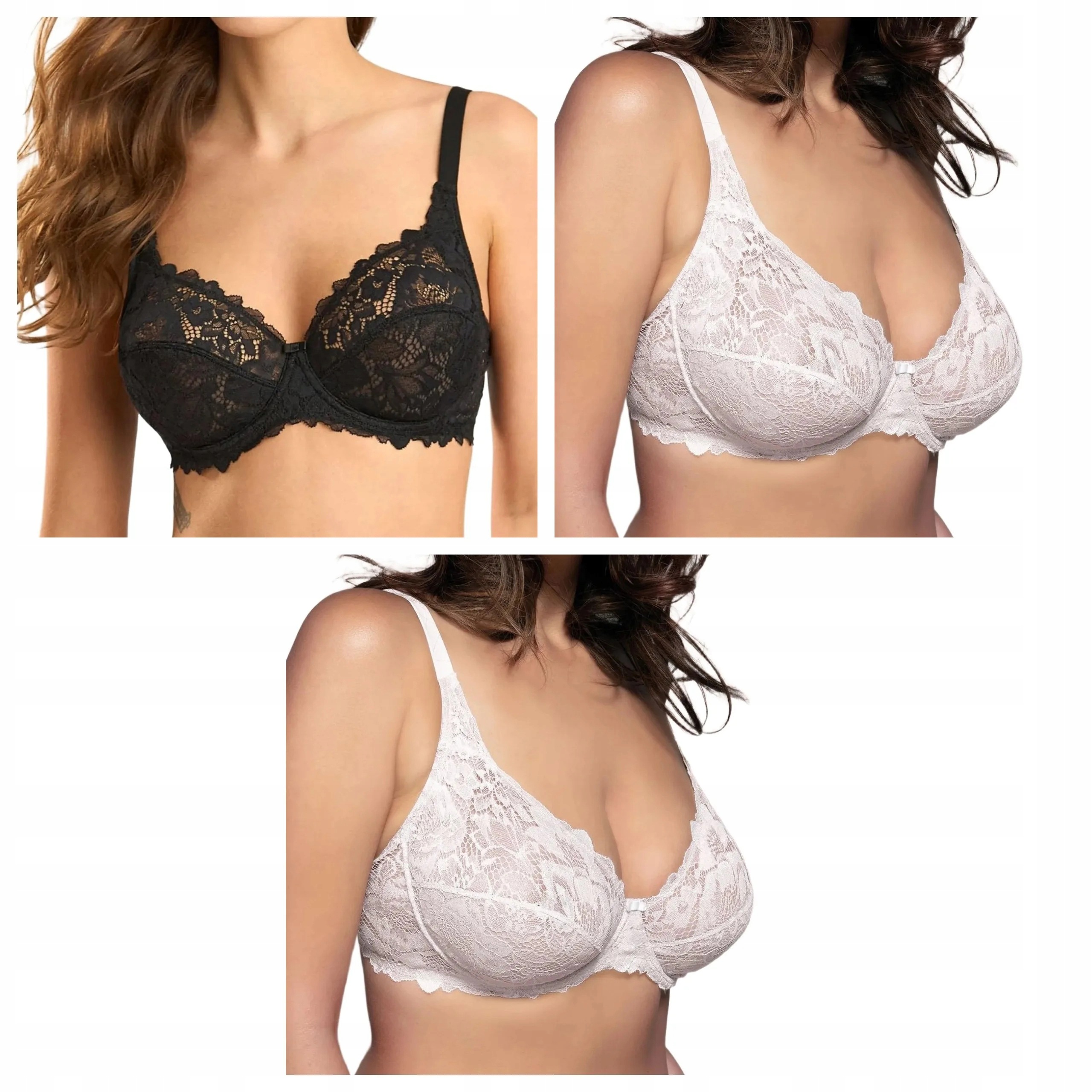 3x měkká krajková podprsenka Lormar Curvy 400L 2x bílá černá 70C
