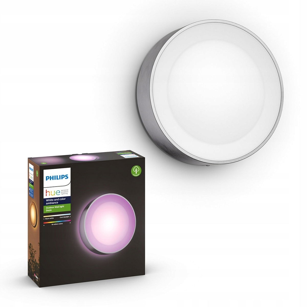 Vonkajšie Led nástenné svietidlo Daylo Lantern okrúhle čierne záhradné Philips Hue