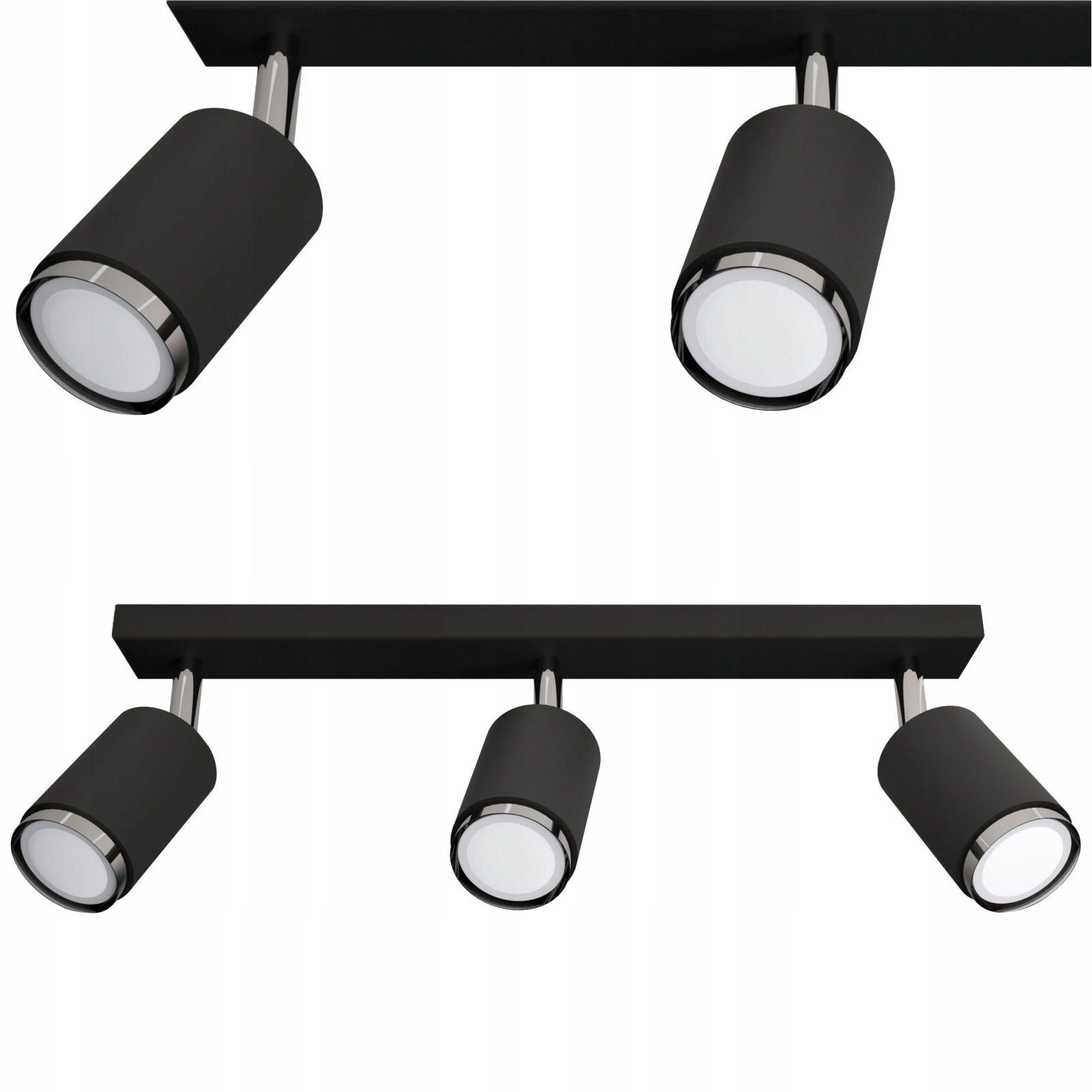 Závesná lampa Stropné Svietidlo Idun 3-bodová 3x GU10 kovová oceľová čierno-strieborná