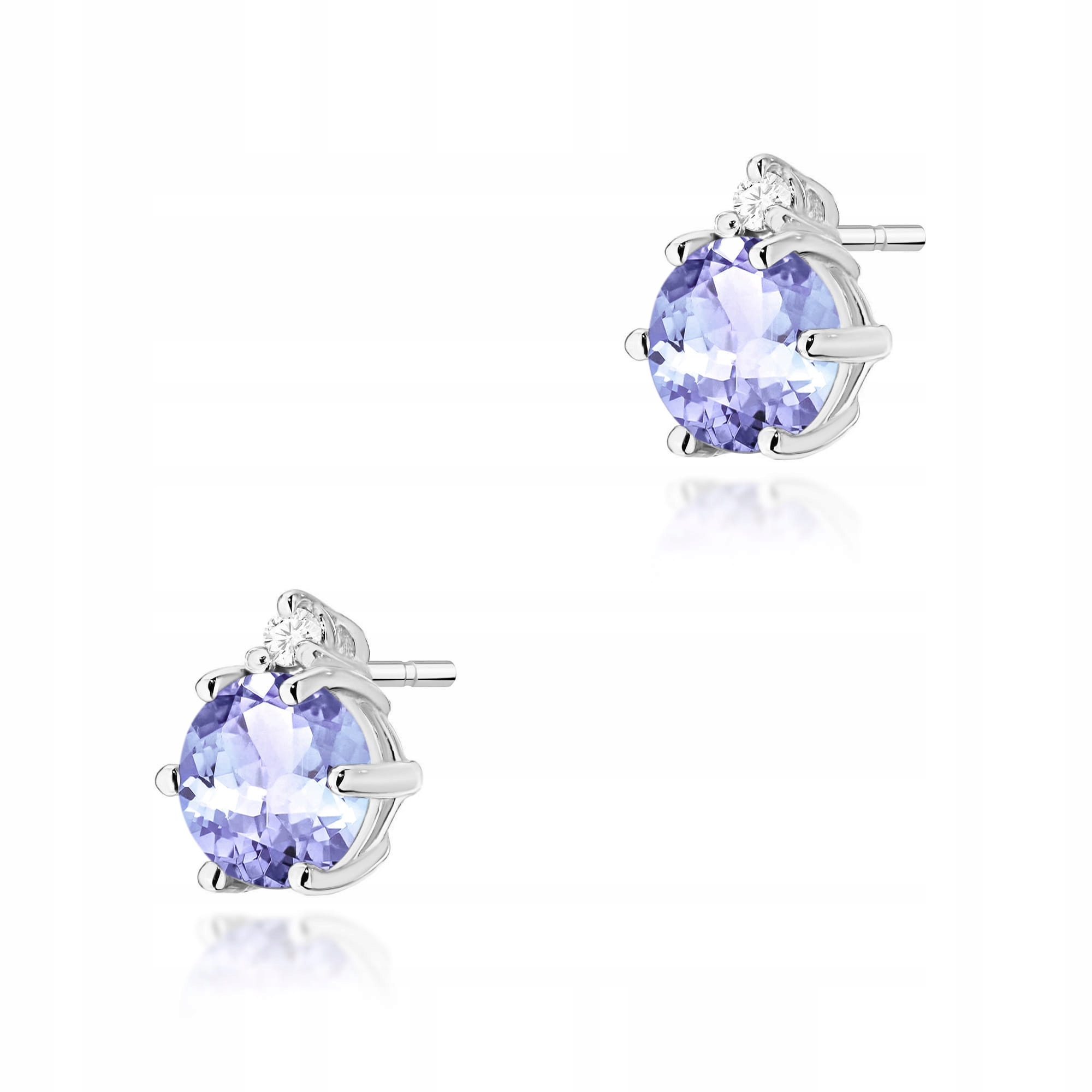 Náušnice z bílého zlata 585 tanzanit přírodní brilianty 1.1 g Valentýn