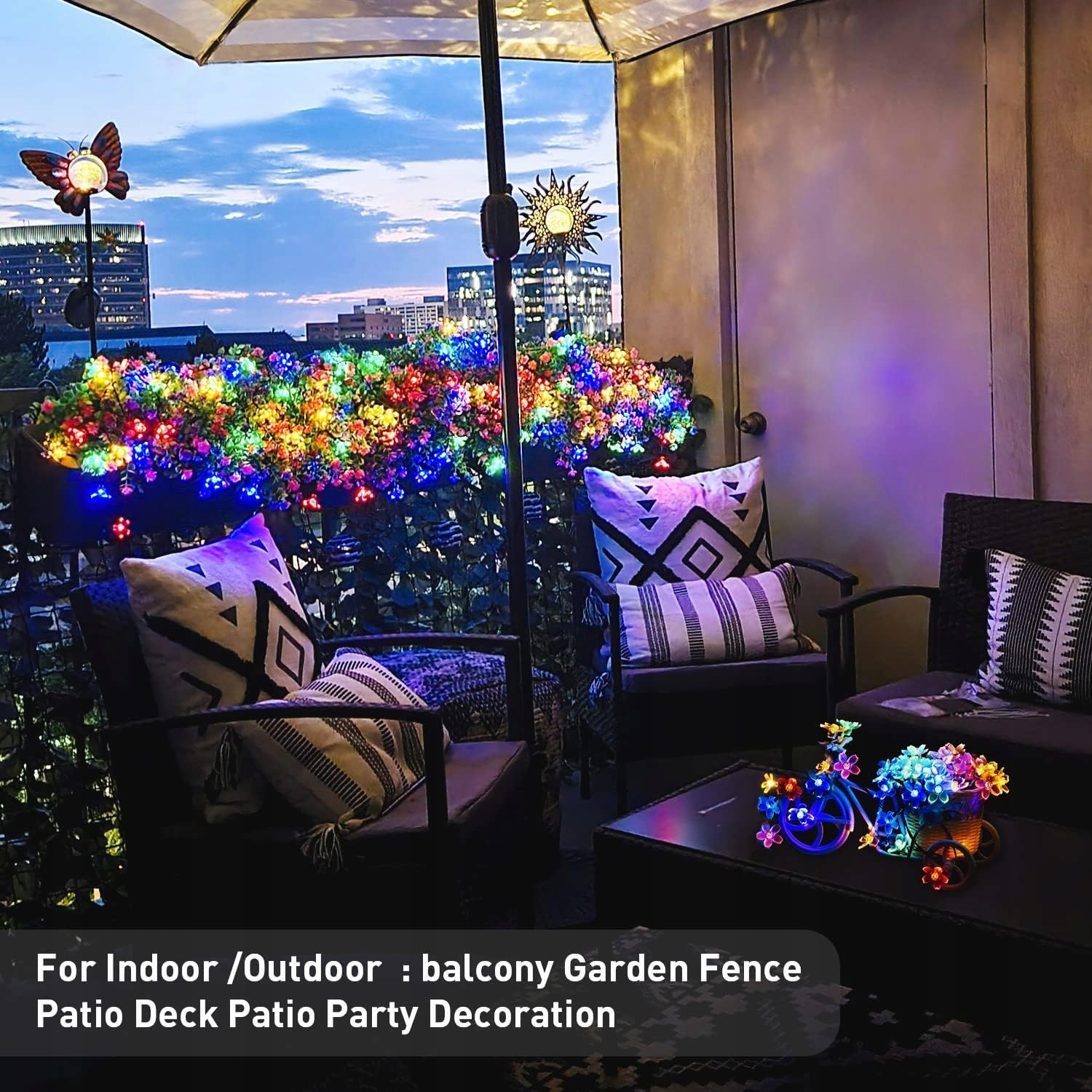 QEDERTEK Solarna Girlanda 7M 50 LED Kwiaty IP65 Ogród Balkon Dekoracje — miniatura 6