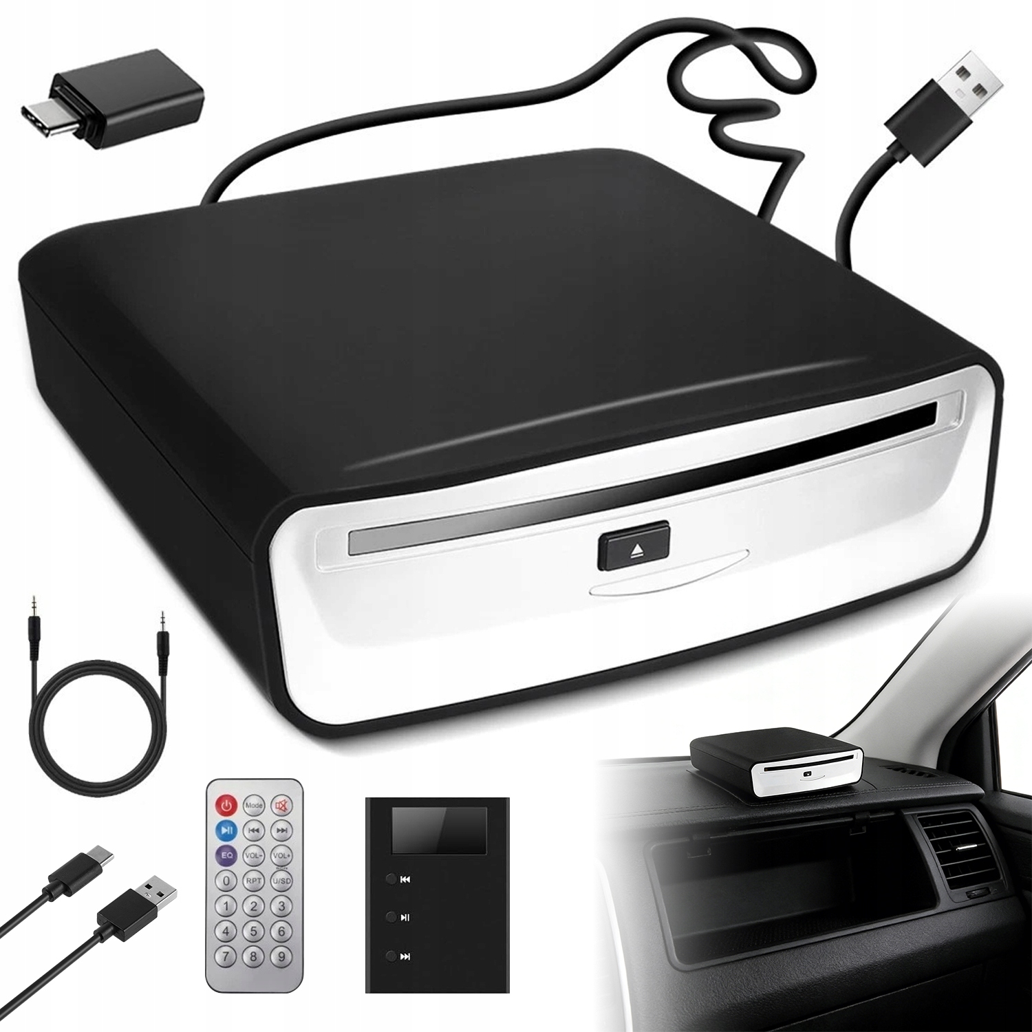 Univerzální CD Přehrávač Do Auta S Dálkovým Ovládáním, Usb Dekodér, Audio Kabel