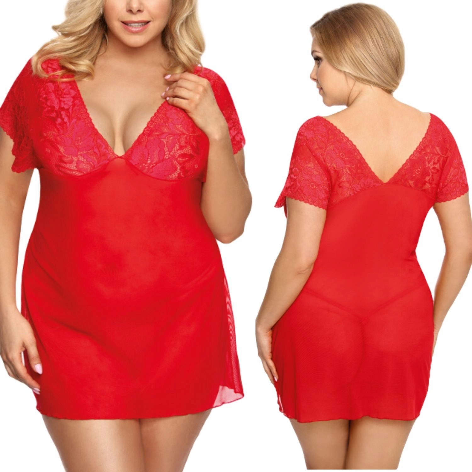 Sydney Červená Tričko Noční s krajkou a Tangy 5XL/6XL An