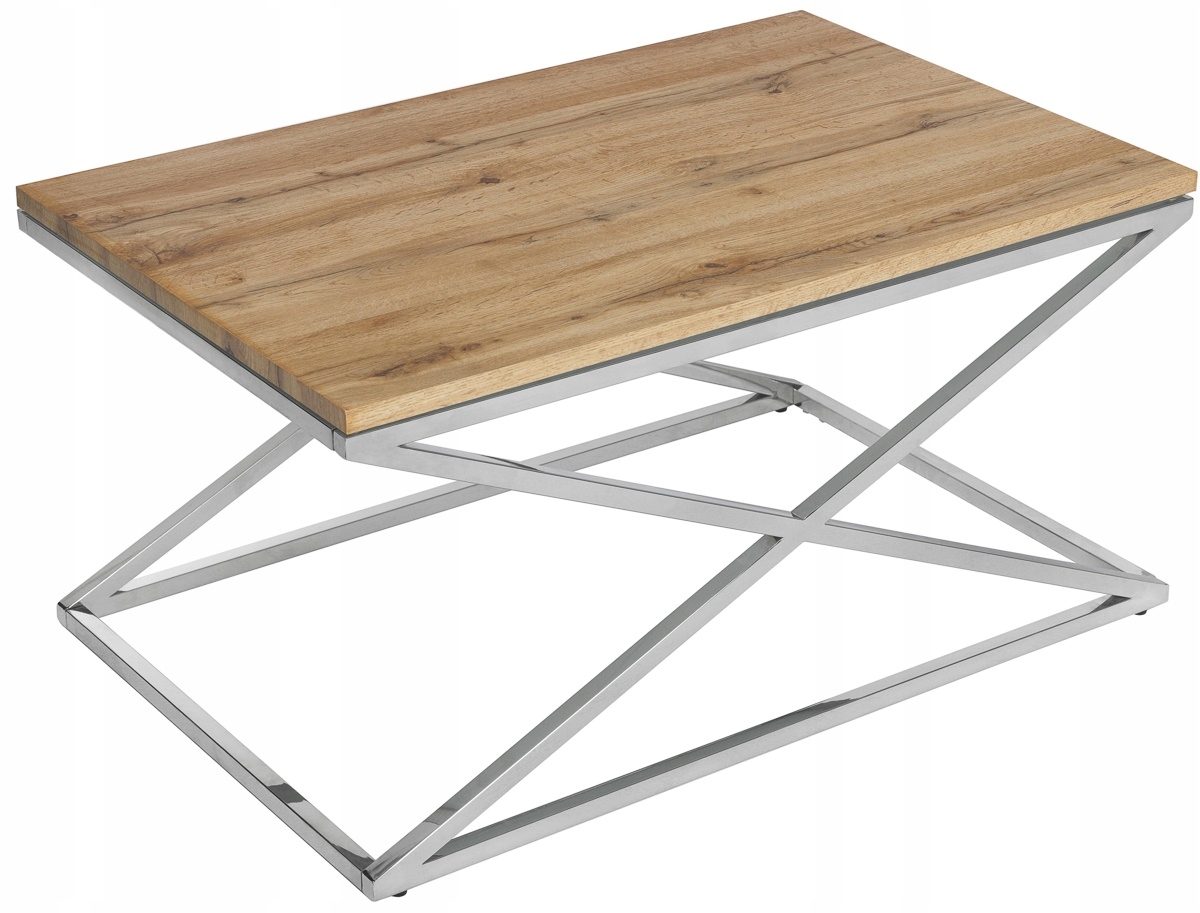 STOLIK KAWOWY ŁAWA DO SALONU DĄB CHROM PŁYTA MDF Kod producenta 77877