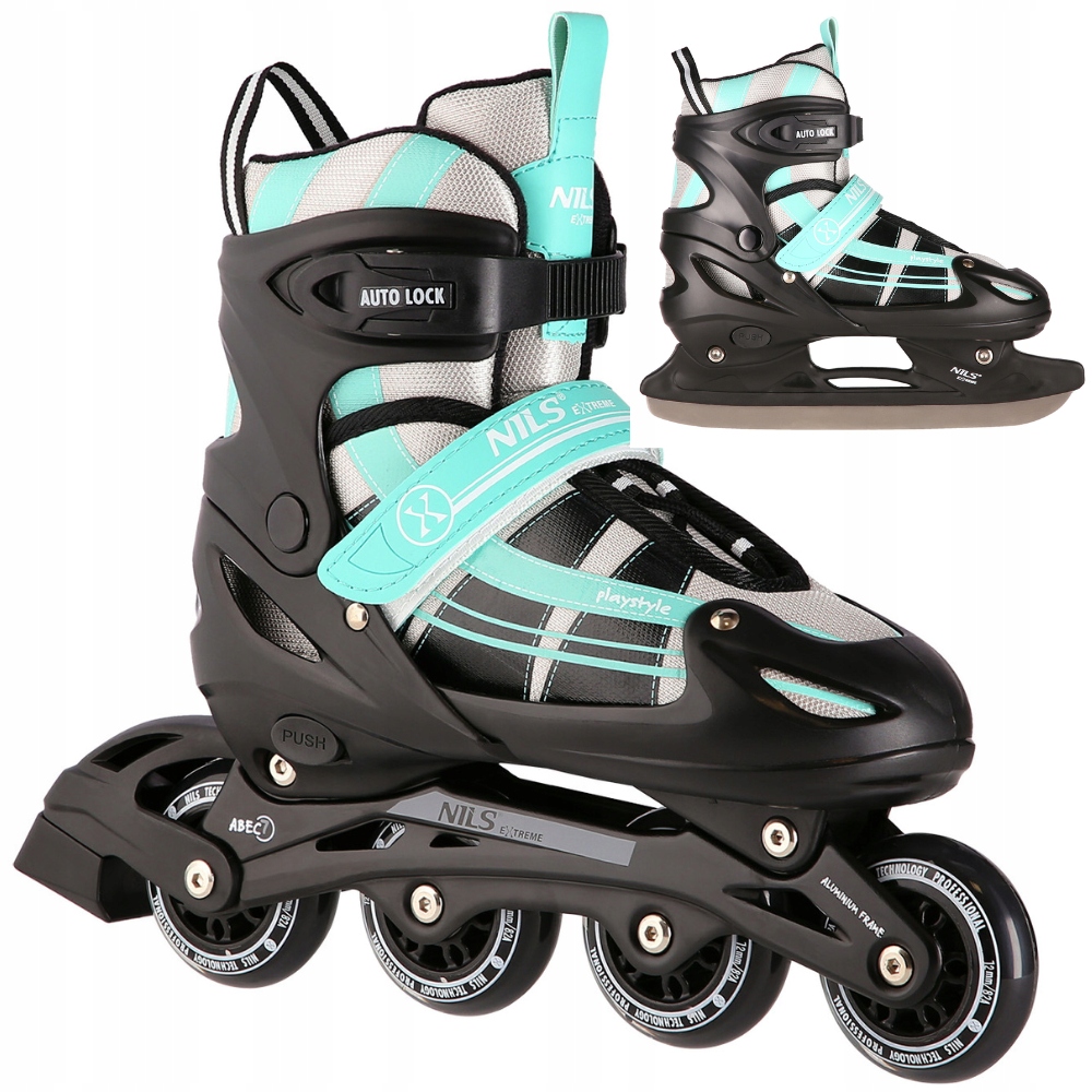 2v1 Brusle 2v1 Kolečkové Brusle Rekreační Brusle Na Led Nastavitelné Pro Děti ABEC-7 Nils