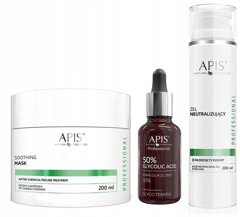 APIS ZESTAW KWAS GLIKOLOWY 50% NEUTRALIZATOR MASKA