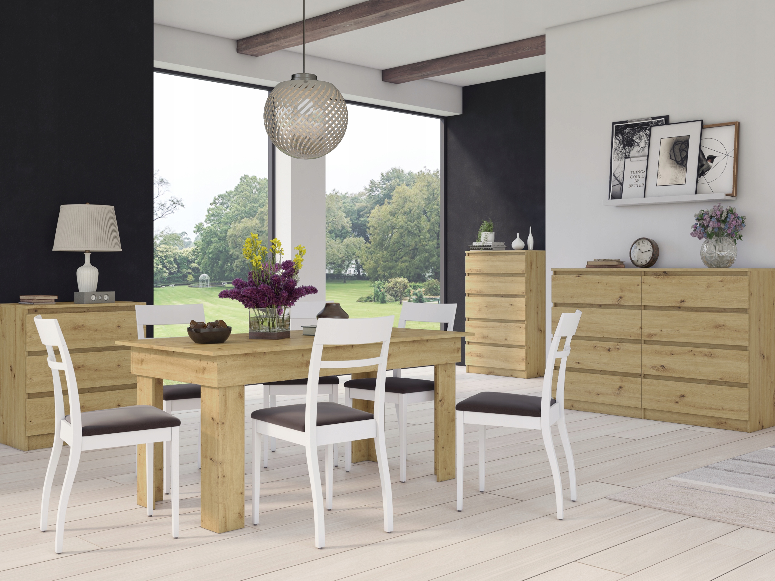 DUŻA KOMODA MALWA M8 120CM DĄB ARTISAN 8 SZUFLAD Wykończenie matowe