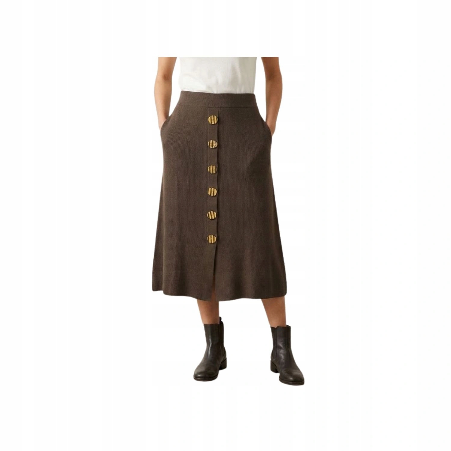 Sukně, hnědá, bavlněná s kašmírem, prošívaná, velikost vel.