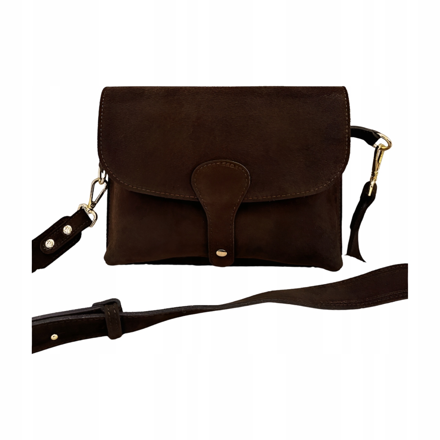 Laura Biaggi kabelka přes rameno XL semišová čokoládová s klopou