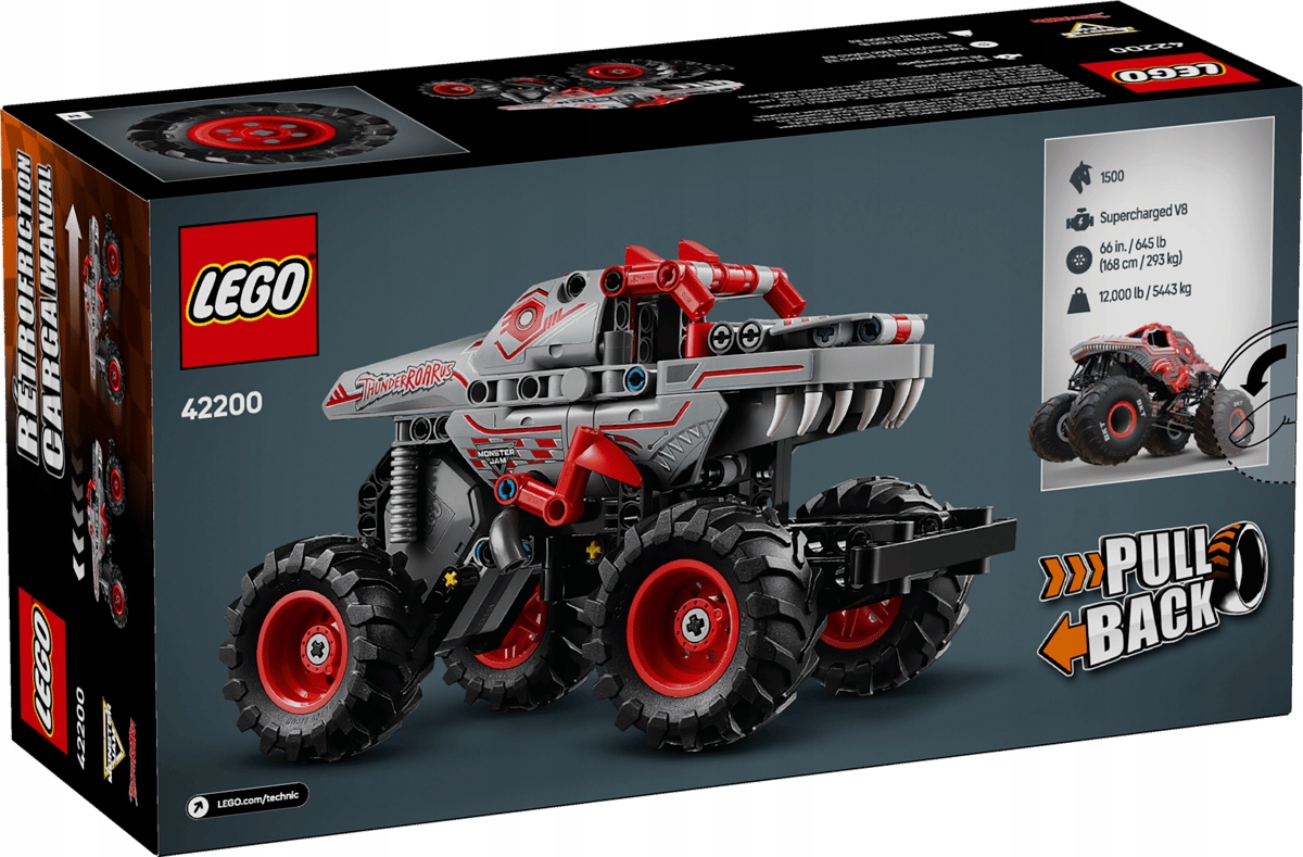 Lego Technic 42200 Monster Jam Truck Sada Kostek ThunderROARus s pohonem