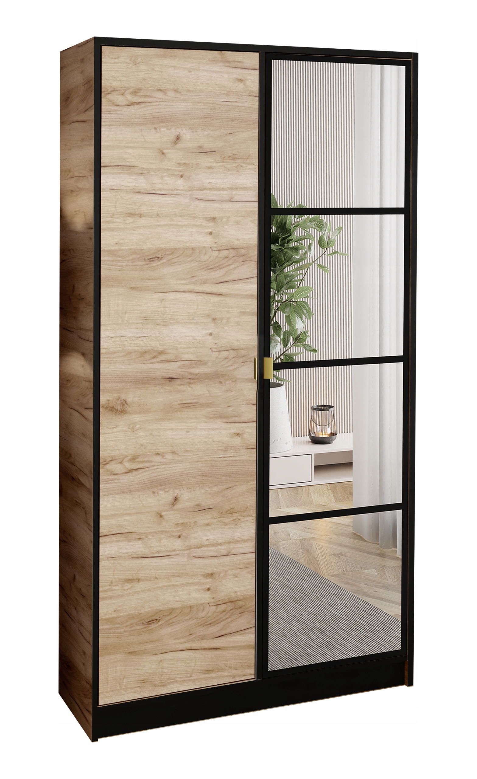 Dvoudveřová Skříň Lumi 105 2D Craft se zrcadlem , úchytka Pln.