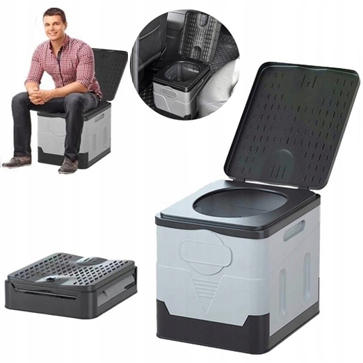 Przenośna Toaleta Turystyczna Składana Toaleta Wc Mobilne Do Namiotu, Duża 20L Szara