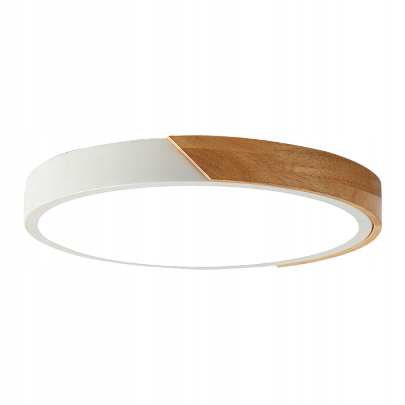Lampa sufitowa Led Plafon 30cm ring drewno żyrandol okrąg do kuchni Wobako