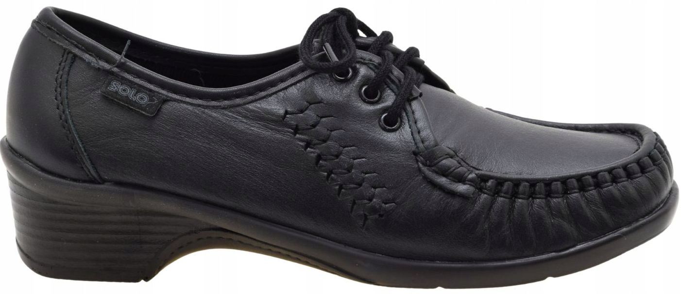 Pohodlné dámské kožené polobotky stabilní měkké černé Solo 0065SZ VEL.40