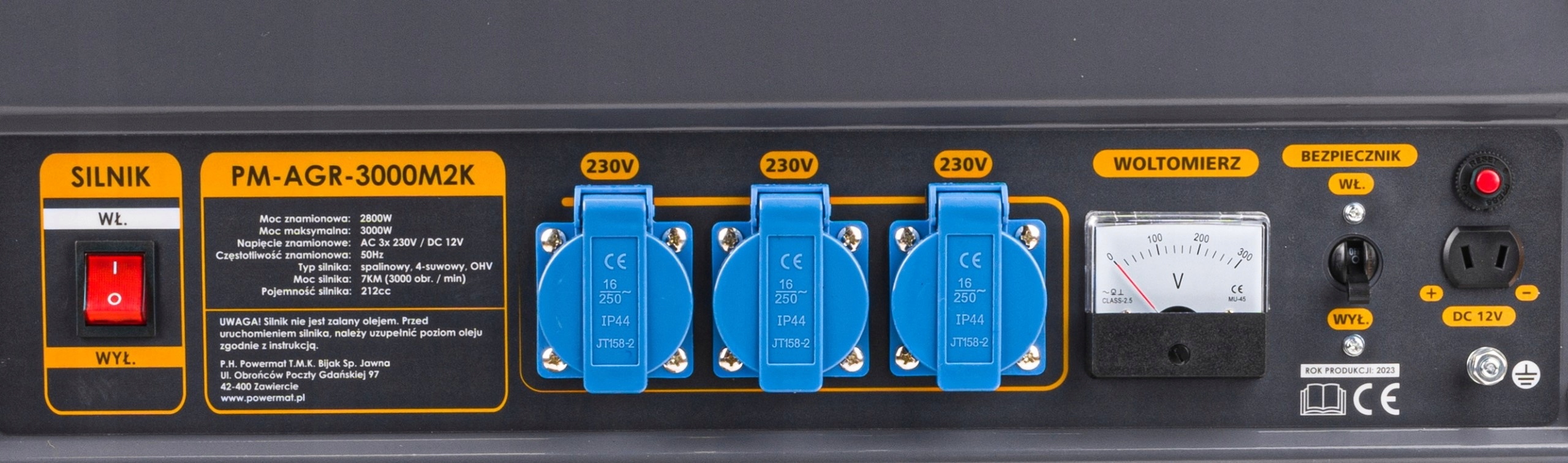 Agregat PRĄDOTWÓRCZY Generator 3000W 230V Koła AVR Maksymalna moc 3000 W