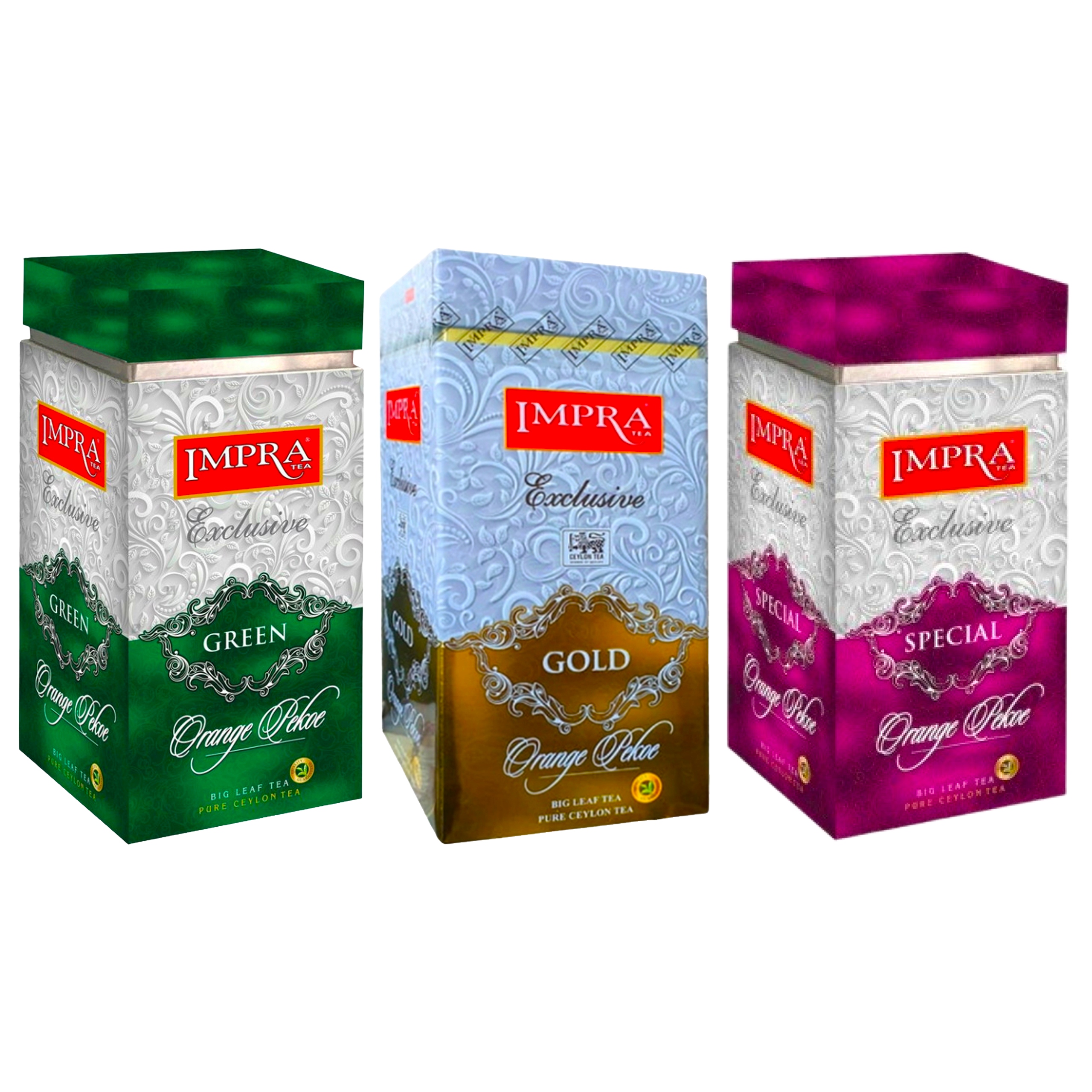Levně Sada 3 listových čajů Černých a Zelených Exclusive velký list Impra