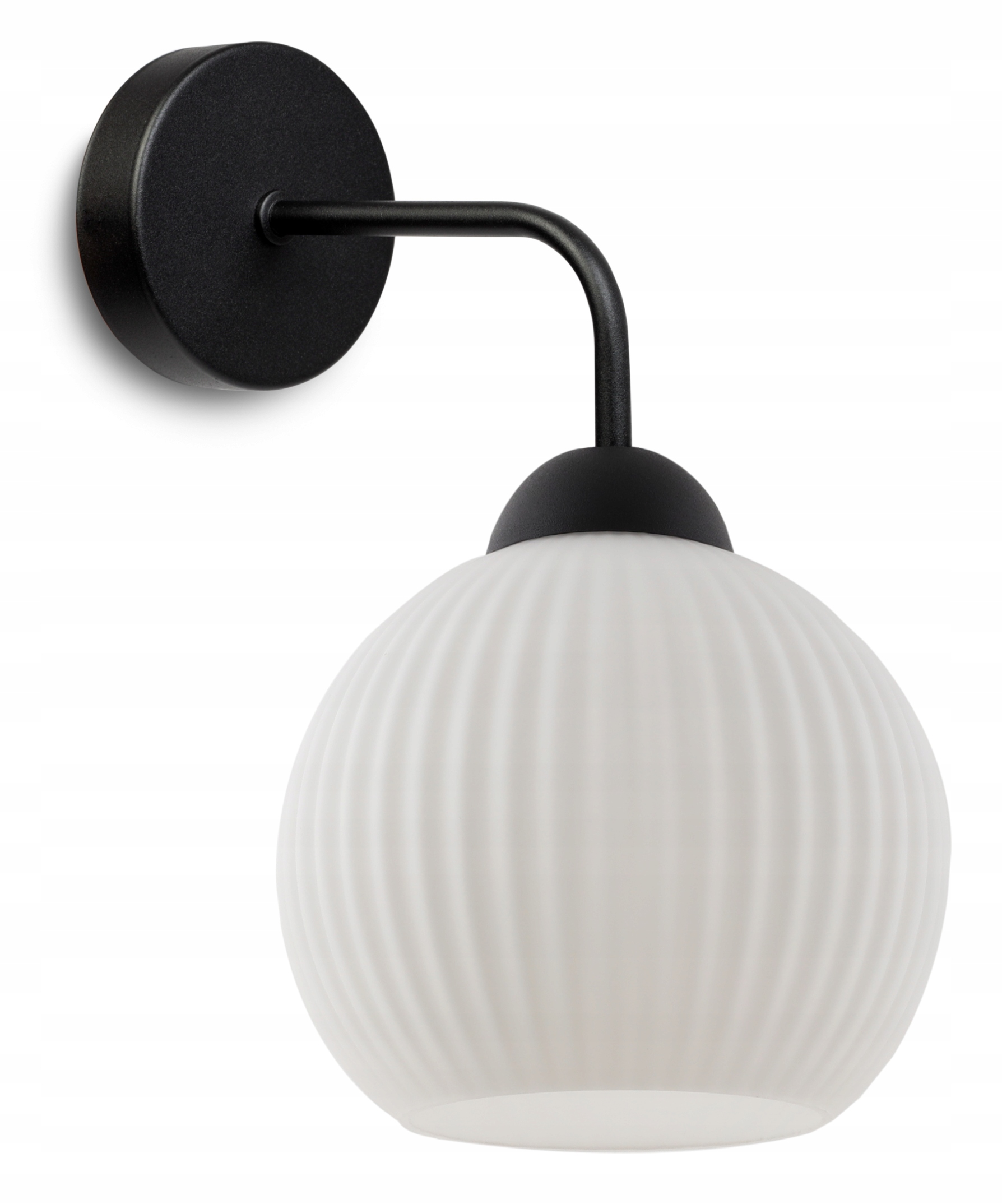 Nástěnná Lampa, Bílá Skleněná, Rýhovaná Koule Do Obývacího Pokoje, Ložnice, 14 CM