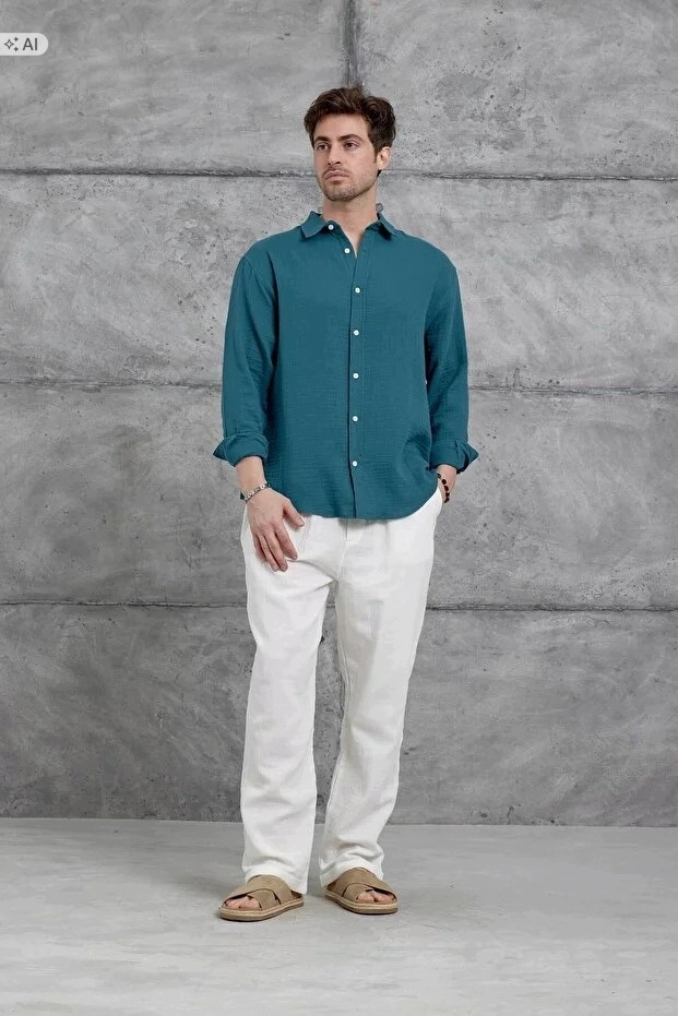 Pánská Hladká Košile Casual V Minimalistickém Stylu M 5IA