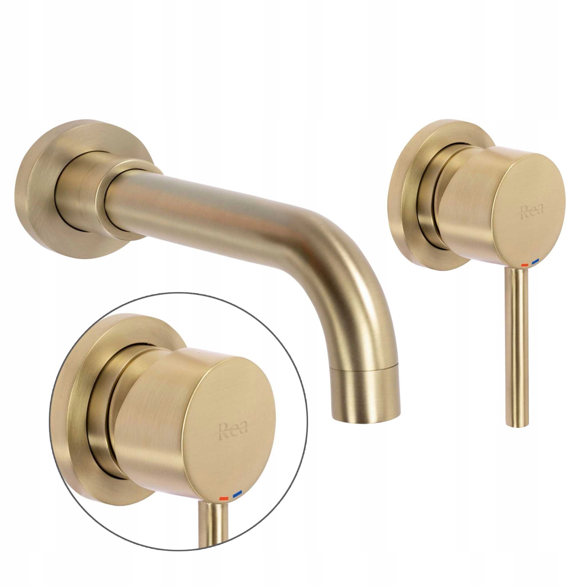 Podomietková umývadlová batéria Zlato kartáčovaná nástenná Rea Lungo Long