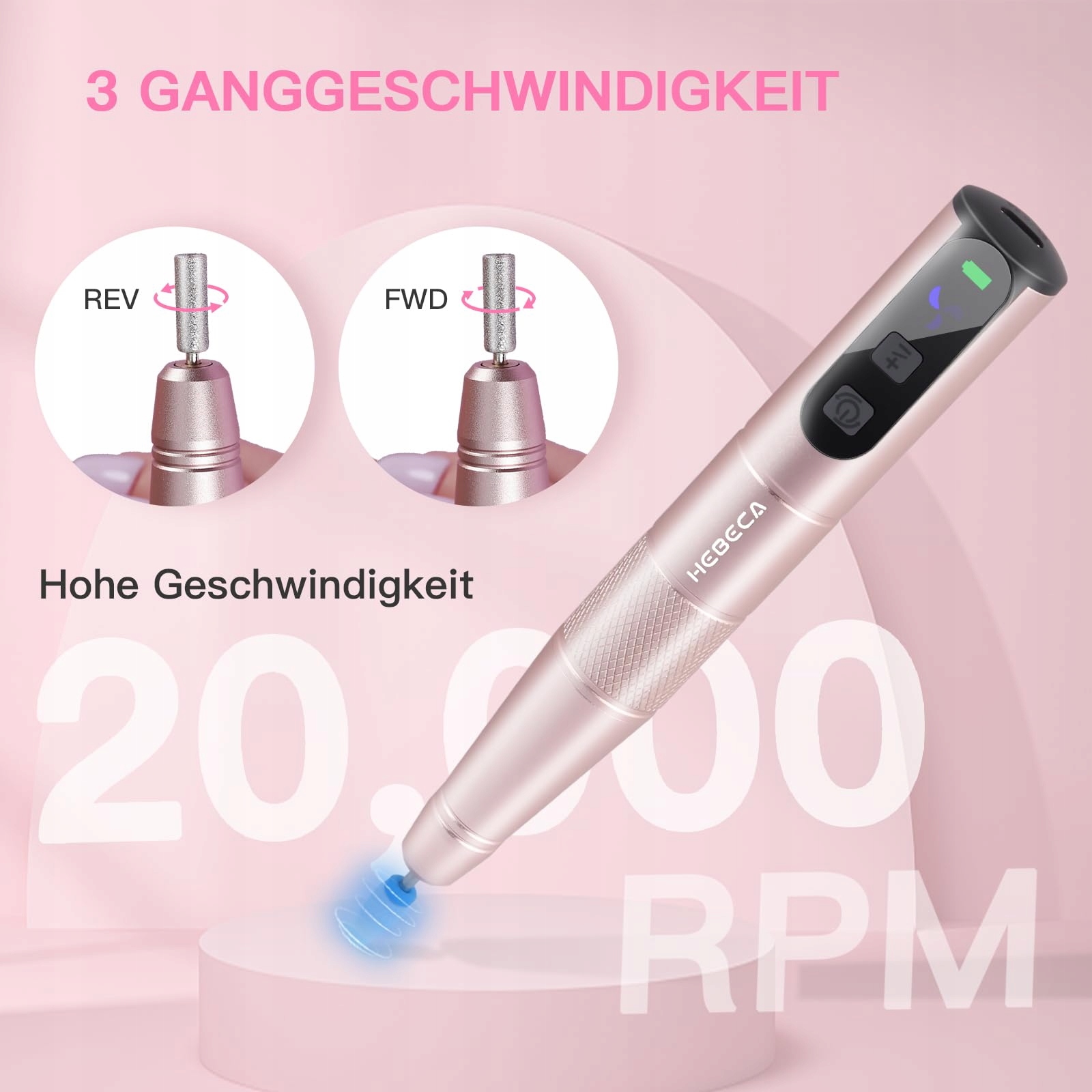 HEBECA Zestaw Manicure Pedicure Bezprzewodowy 12w1 Złoty — miniatura 8