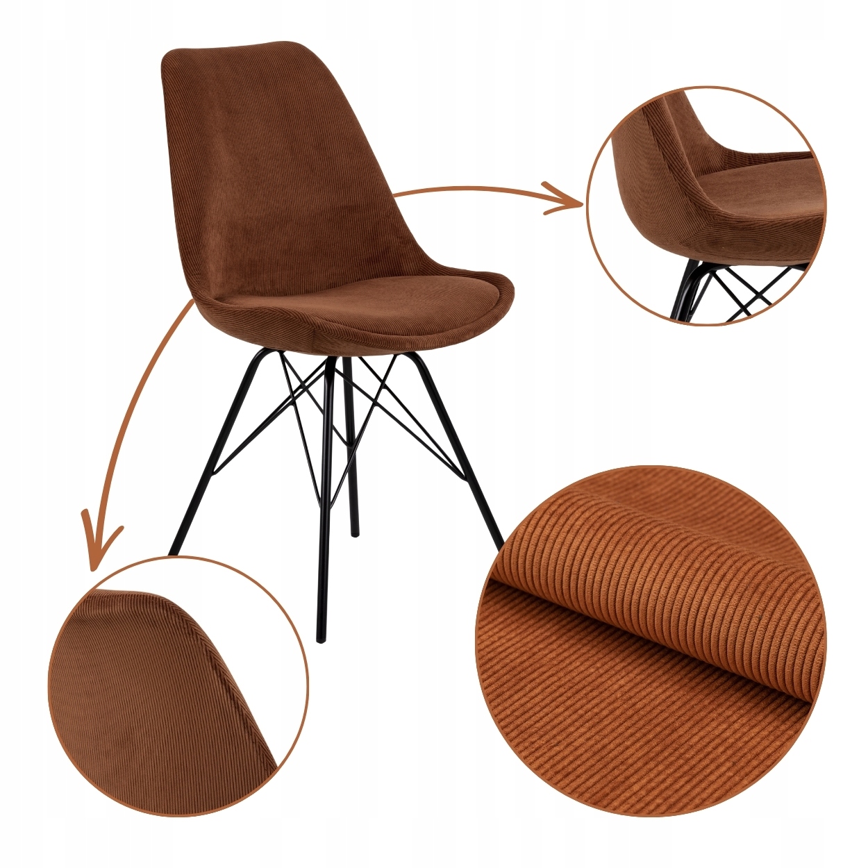 Hnedá Jedálenská Stolička do kuchyne, pohodlná, s čalúneným operadlom