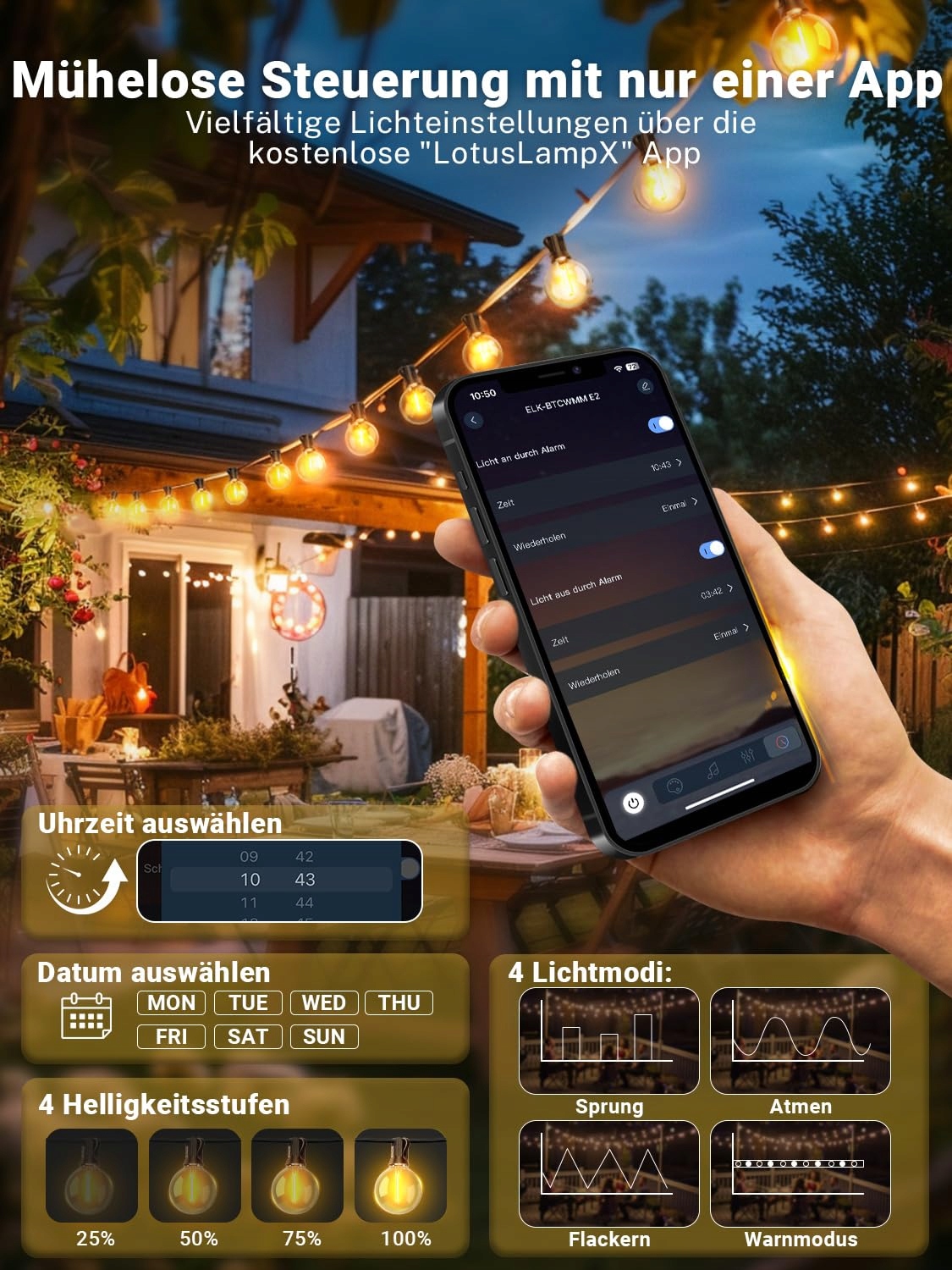 PHILIPS Lampa Zewnętrzna LED 30m Sterowanie Aplikacją Muzyka Timer Ogród — miniatura 2