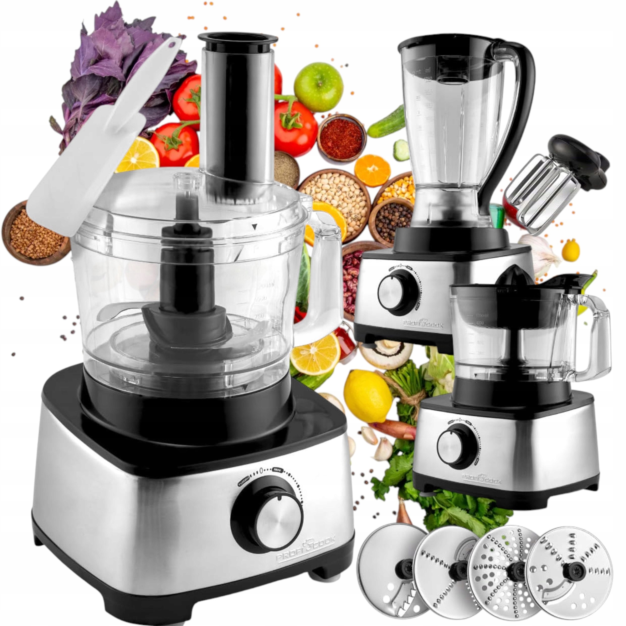 Robot Kuchenny Malakser Wielofunkcyjny Mikser Blender Wyciskarka 1200W Inox