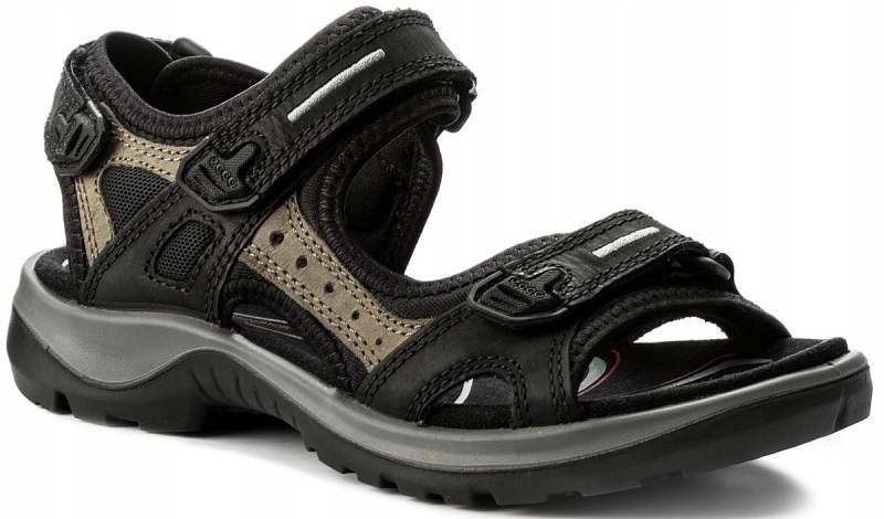 42 Damskie Buty Sandały Ecco Czarne Skóra 069563