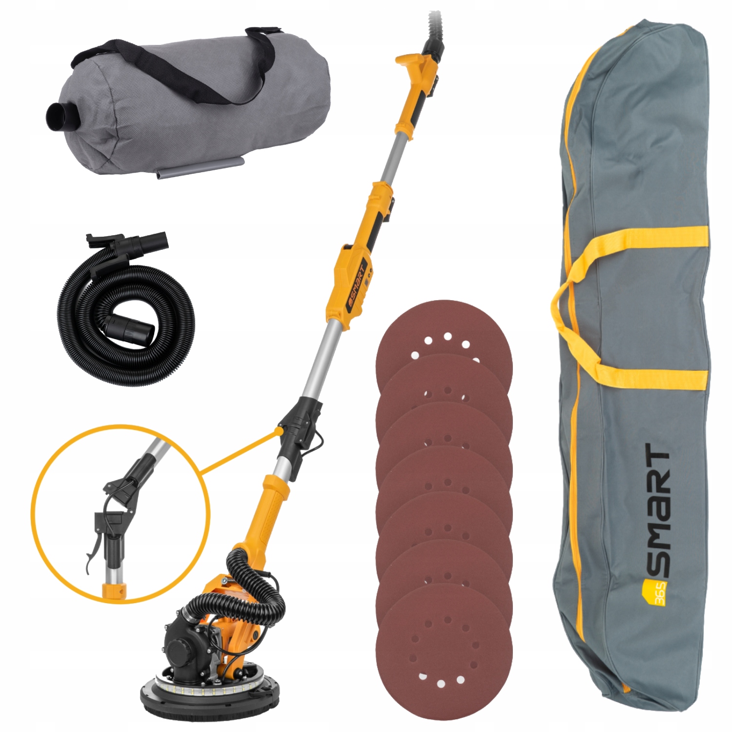 Szlifierka Do Gipsu Gładzi Tynków Ścian Żyrafa 225MM LED360 Teleskopowa