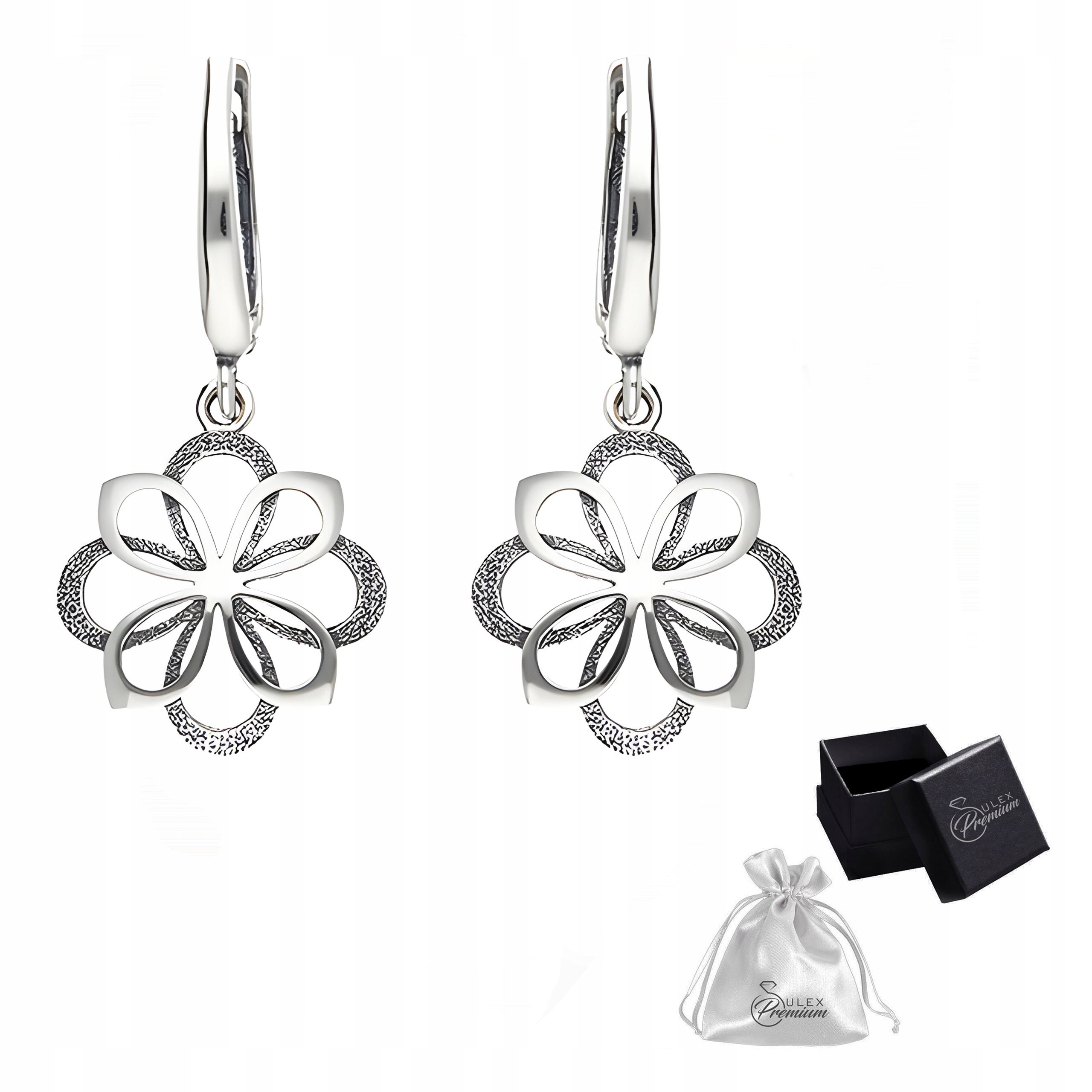 Stříbrné náušnice visací náušnice ryzost 925 Elegantní Náušnice Rozeta Květina pro ni