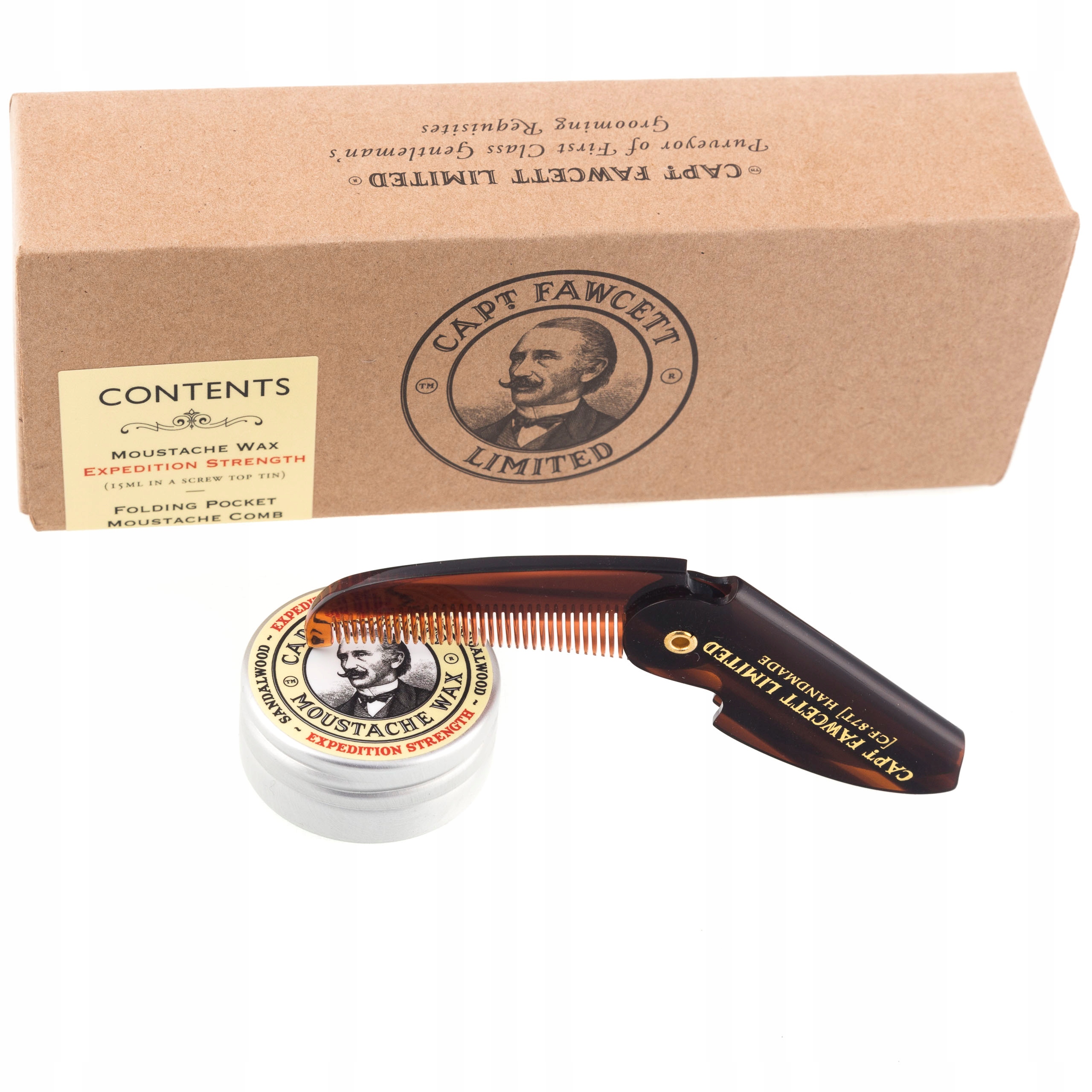 Captain Fawcett sada Expedition Strength vosk na vousy skládací hřeben
