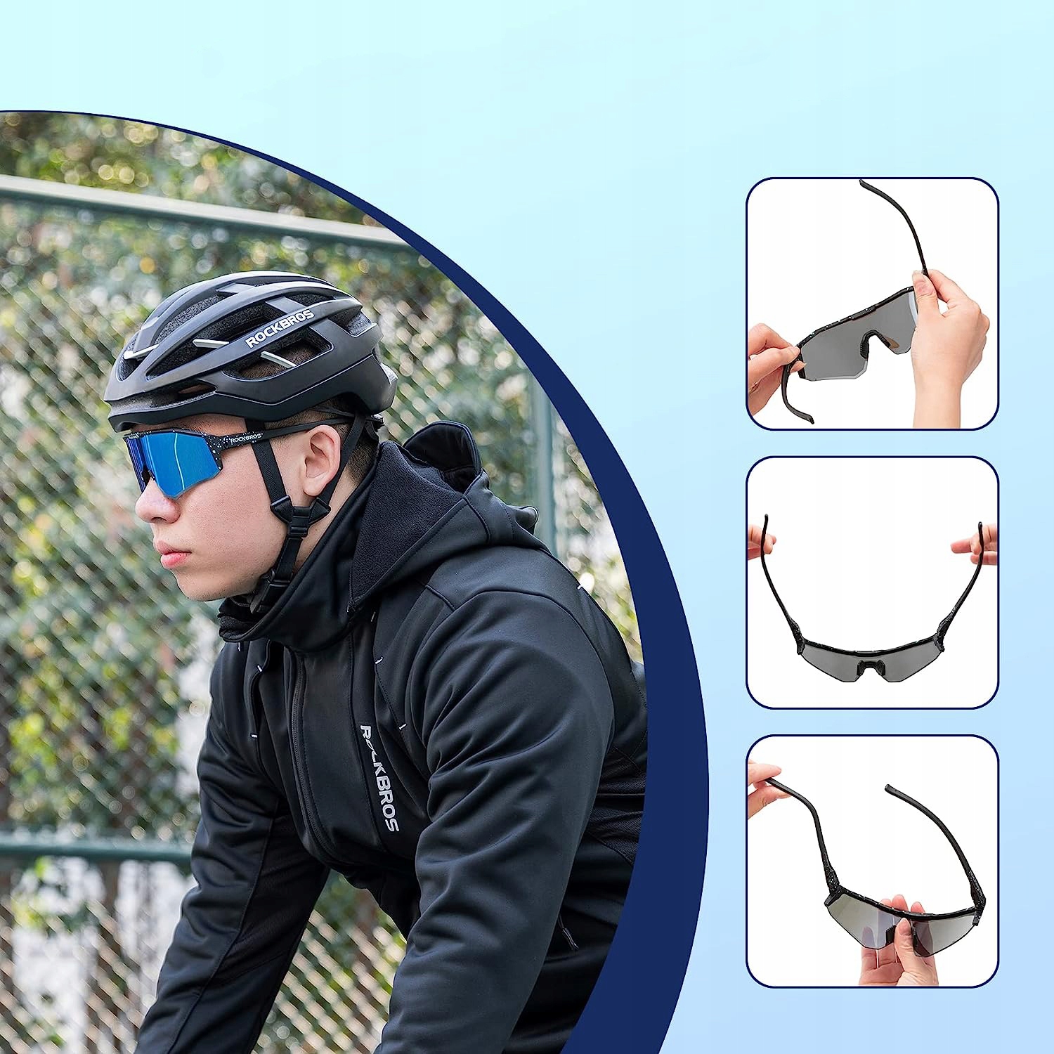 Okulary rower reg. kąt zauszników ROCKBROS SP297/1 black Stan opakowania oryginalne