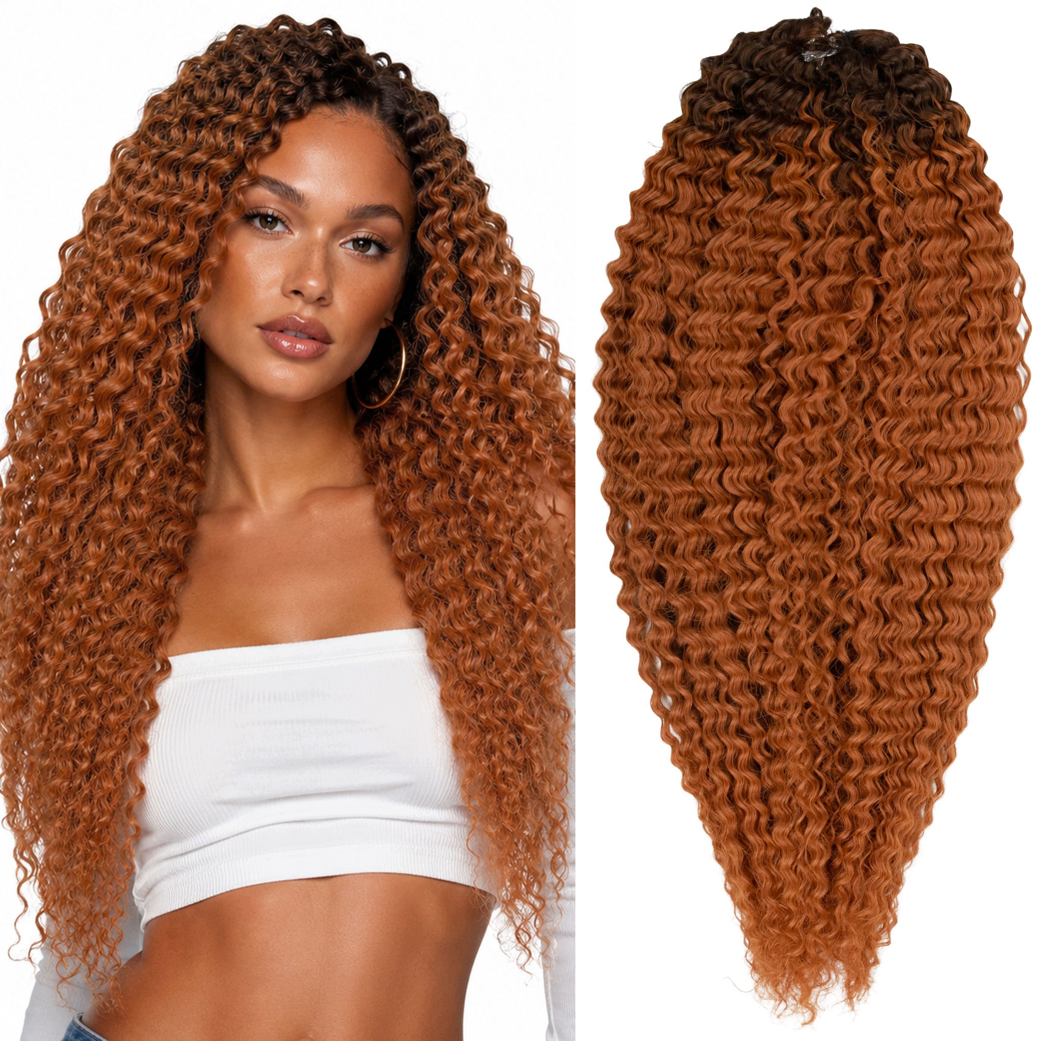 Włosy syntetyczne Afroloki Matilda drobne fale 20" 50cm 300g rude odrost